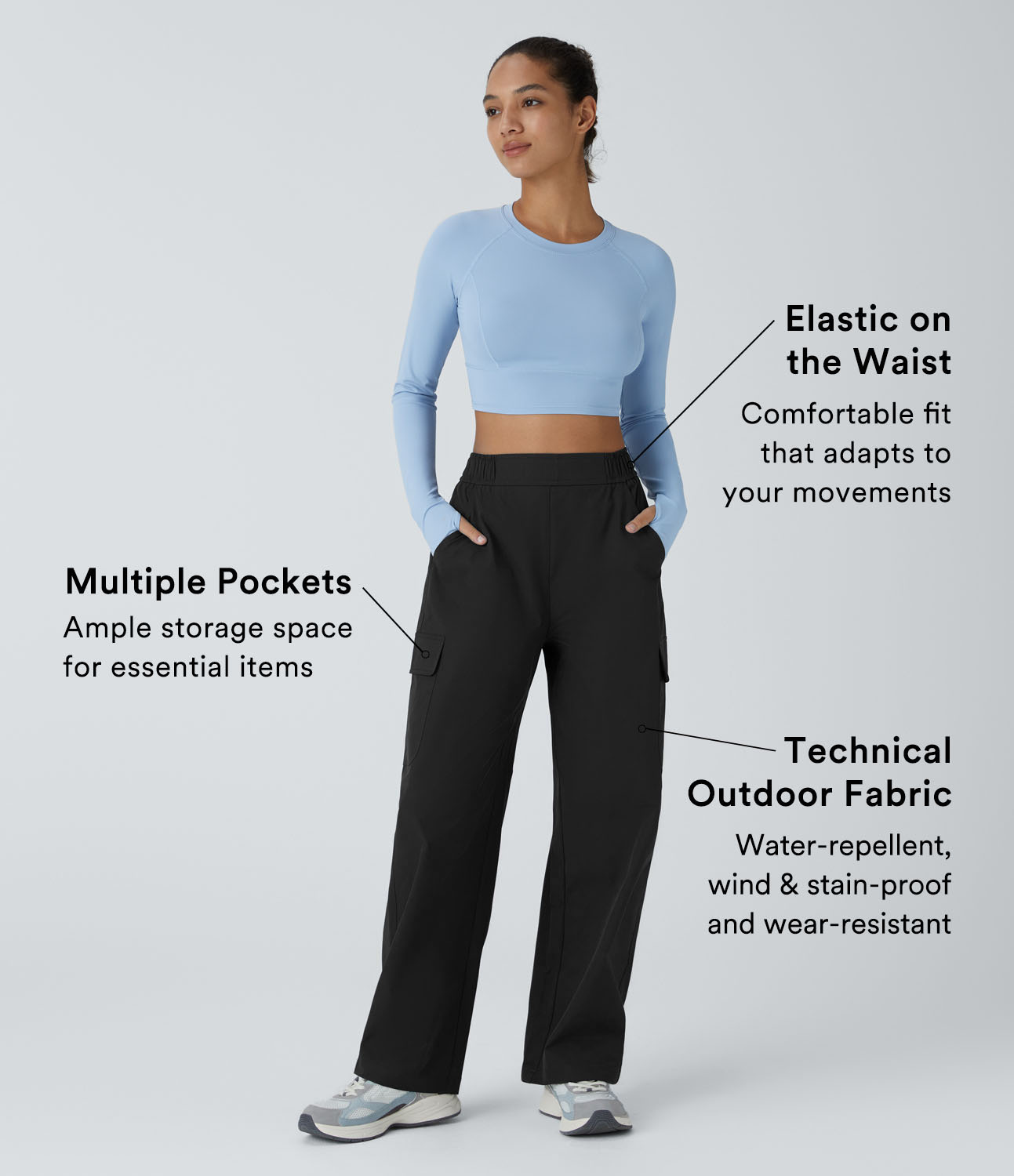 Water Repellent Wear-Resistant High Waisted Pockets Camping Cargo Pants