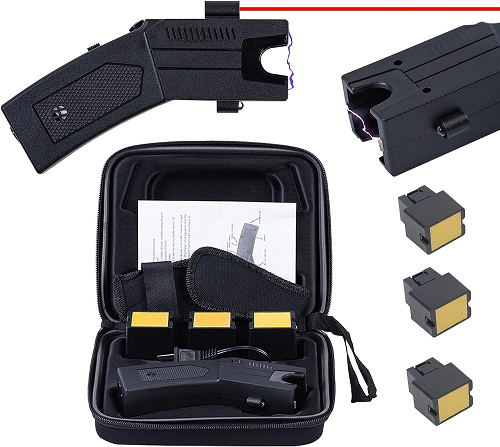 VIPMOK Taser Stun Gun + LED + Siren + Laser + 3 Air Cartridges