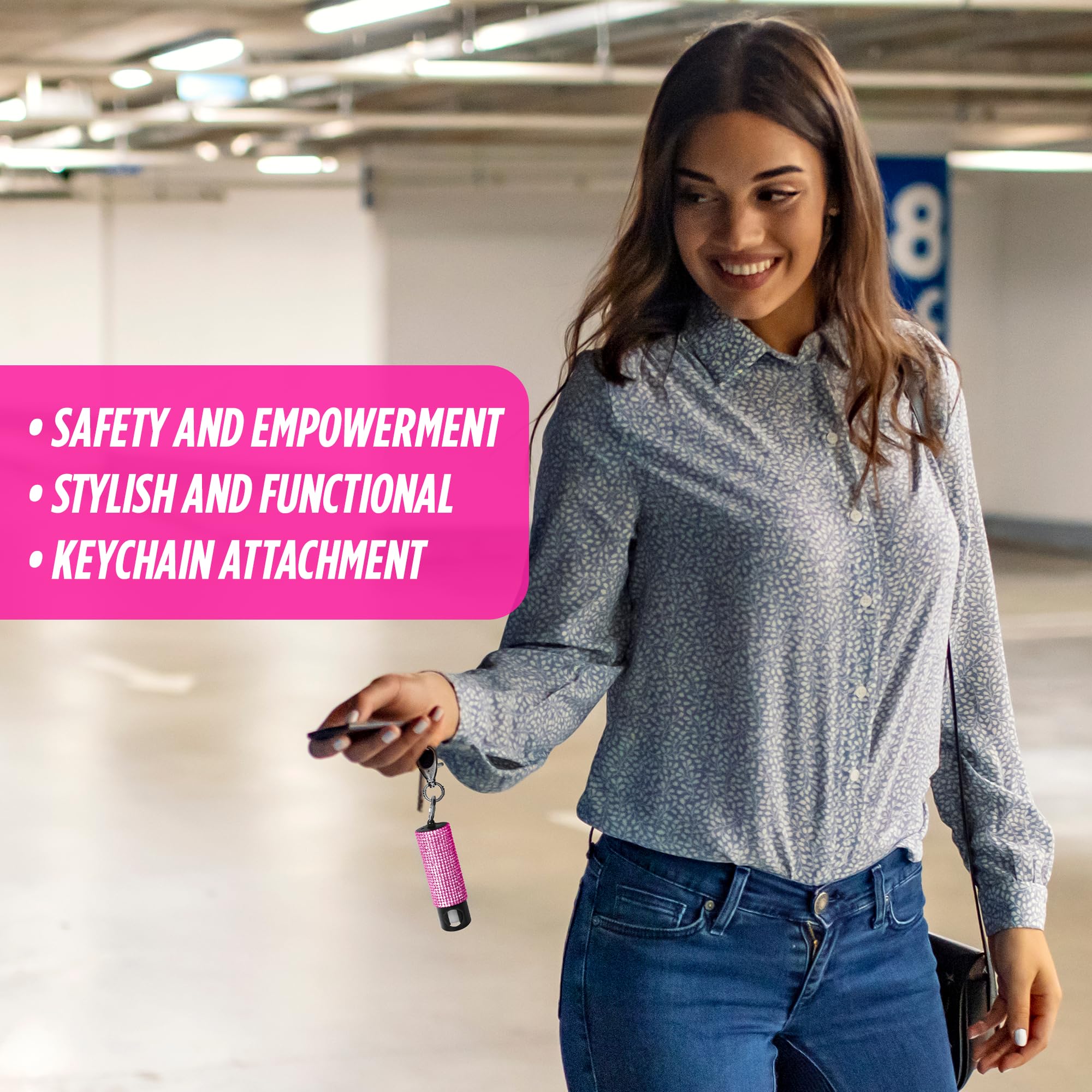 Pepper Spray Keychain, Self Defense Spray with Safety Twist Top, Mini and Easy Carry, Lightweight and Fashionable, Maximum Police Strength OC Spray, 16 Feet Range, 0.5 fl oz