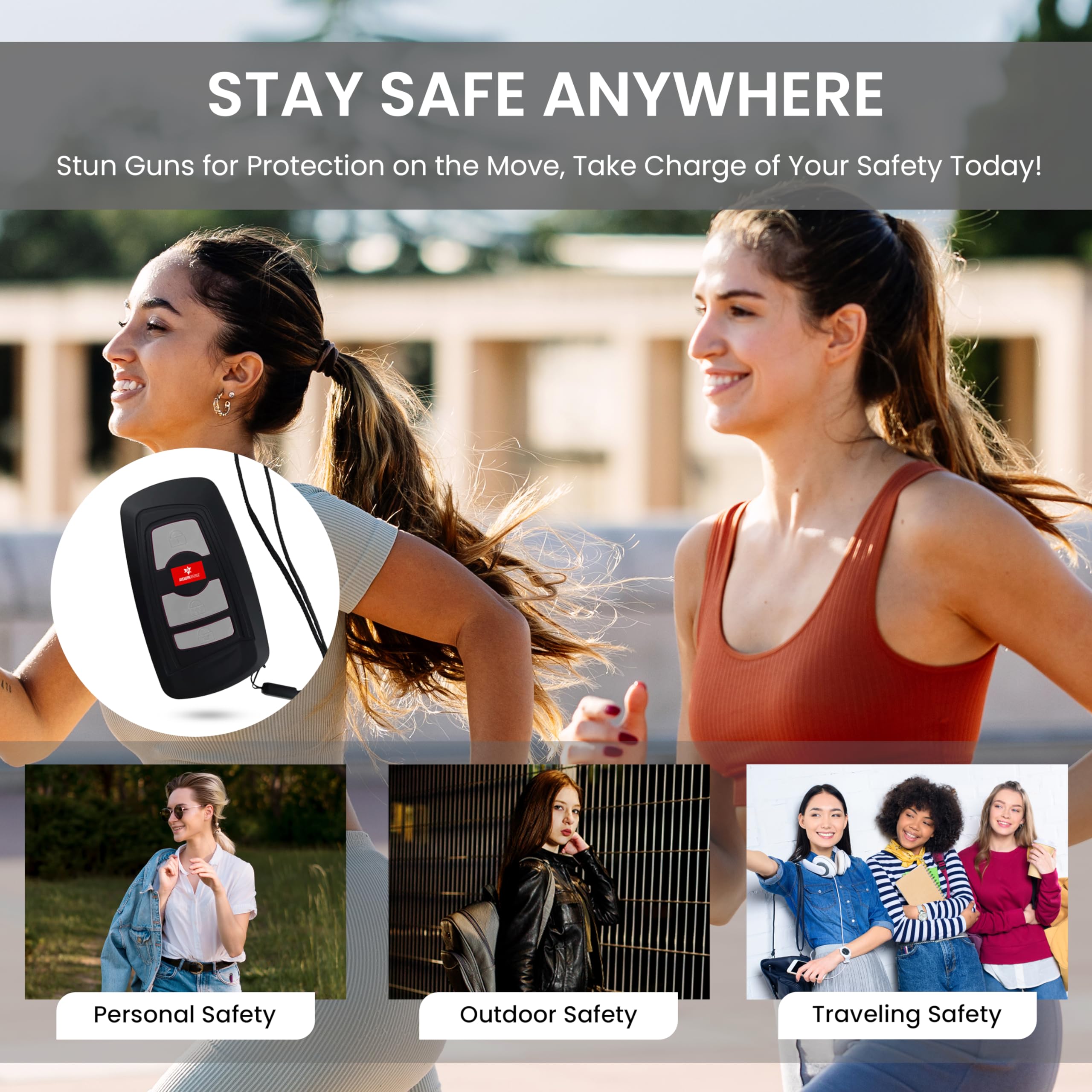 3 in 1 Stun Gun Car Keychain: Multi-Functional Self-Defense Tool Integrated with Flashlight & Siren