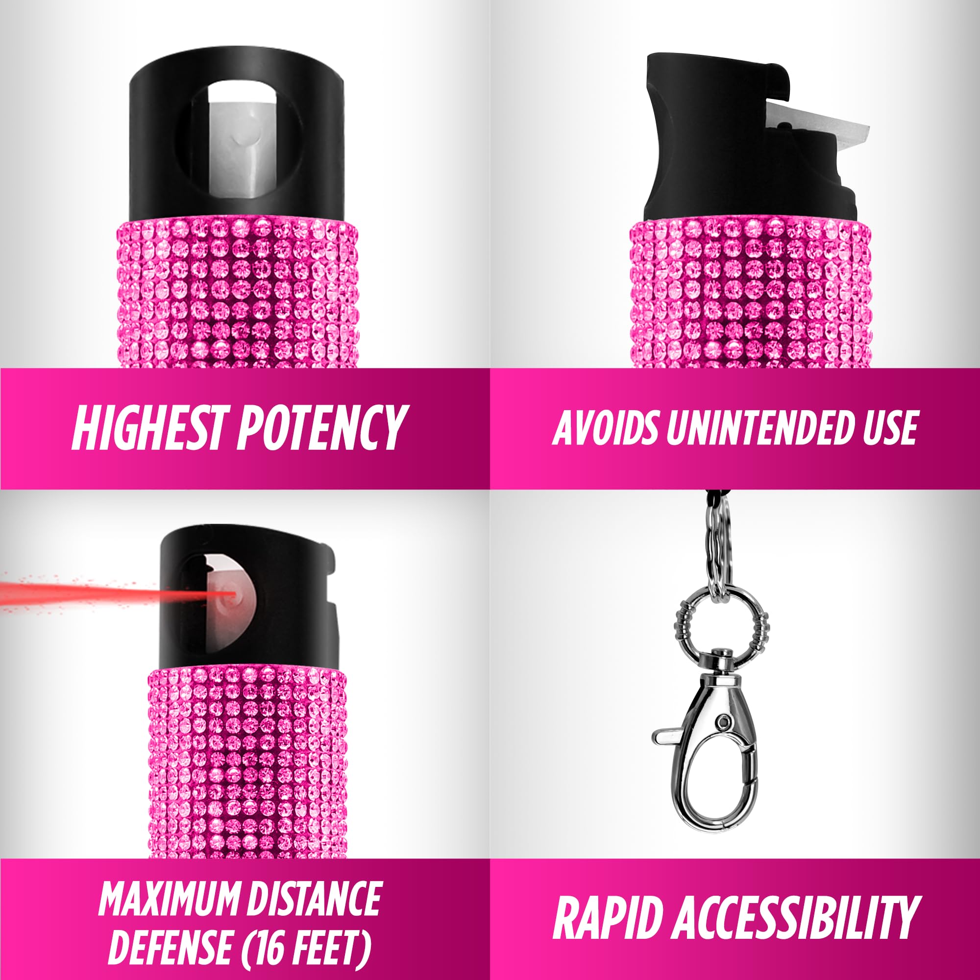 Pepper Spray Keychain, Self Defense Spray with Safety Twist Top, Mini and Easy Carry, Lightweight and Fashionable, Maximum Police Strength OC Spray, 16 Feet Range, 0.5 fl oz