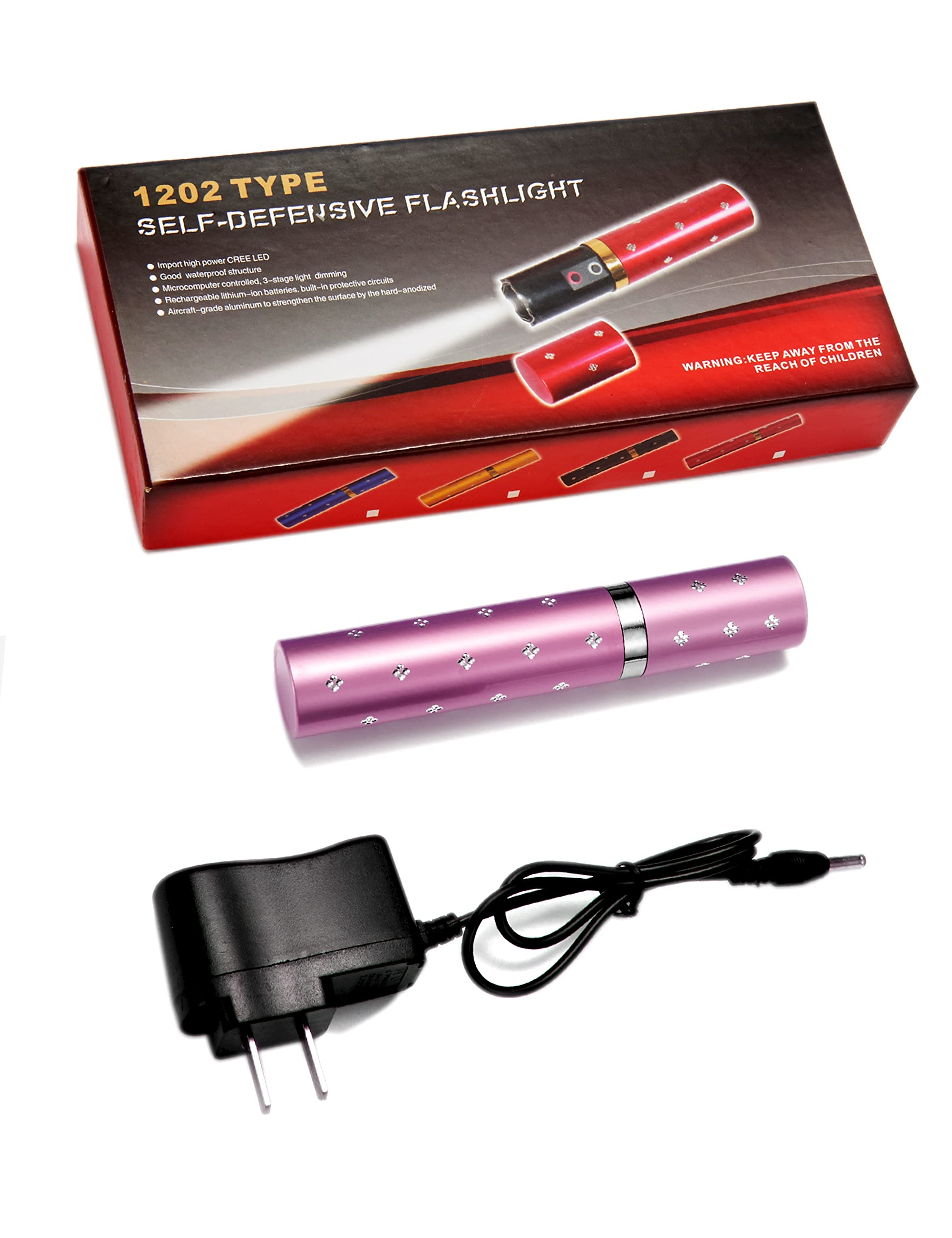 Lipstick Stun Gun for Women's Self Defense, with Flashlight & Safety Disable Pin, Wall Charger Included