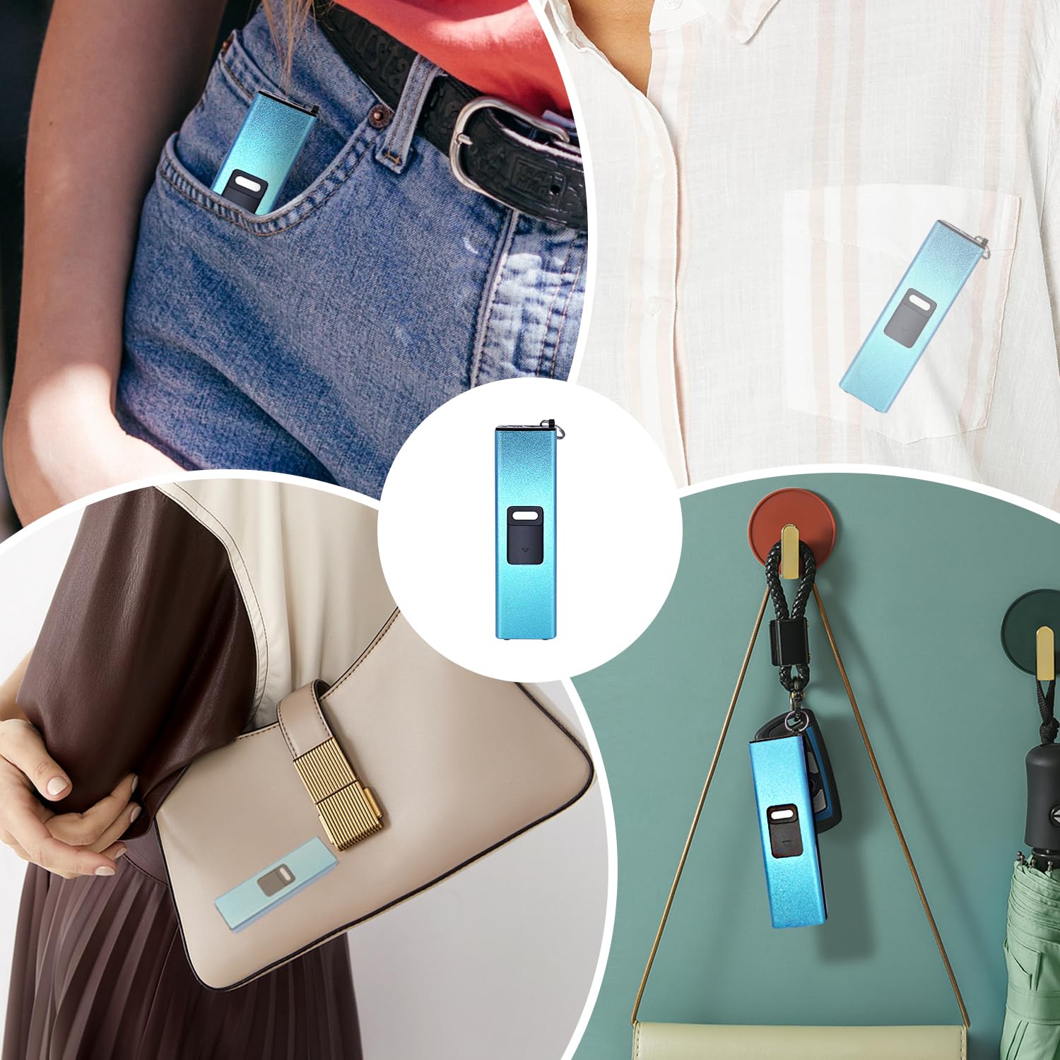 Mini Stun Gun Keychain for Women's Self-Defense: USB Rechargeable with LED Flashlight & Safety Switch