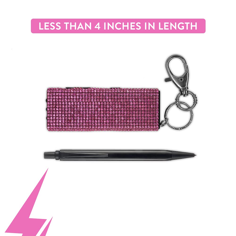 Mini Stun Gun Keychain for Self Defense, USB Rechargeable with LED Flashlight, Pink
