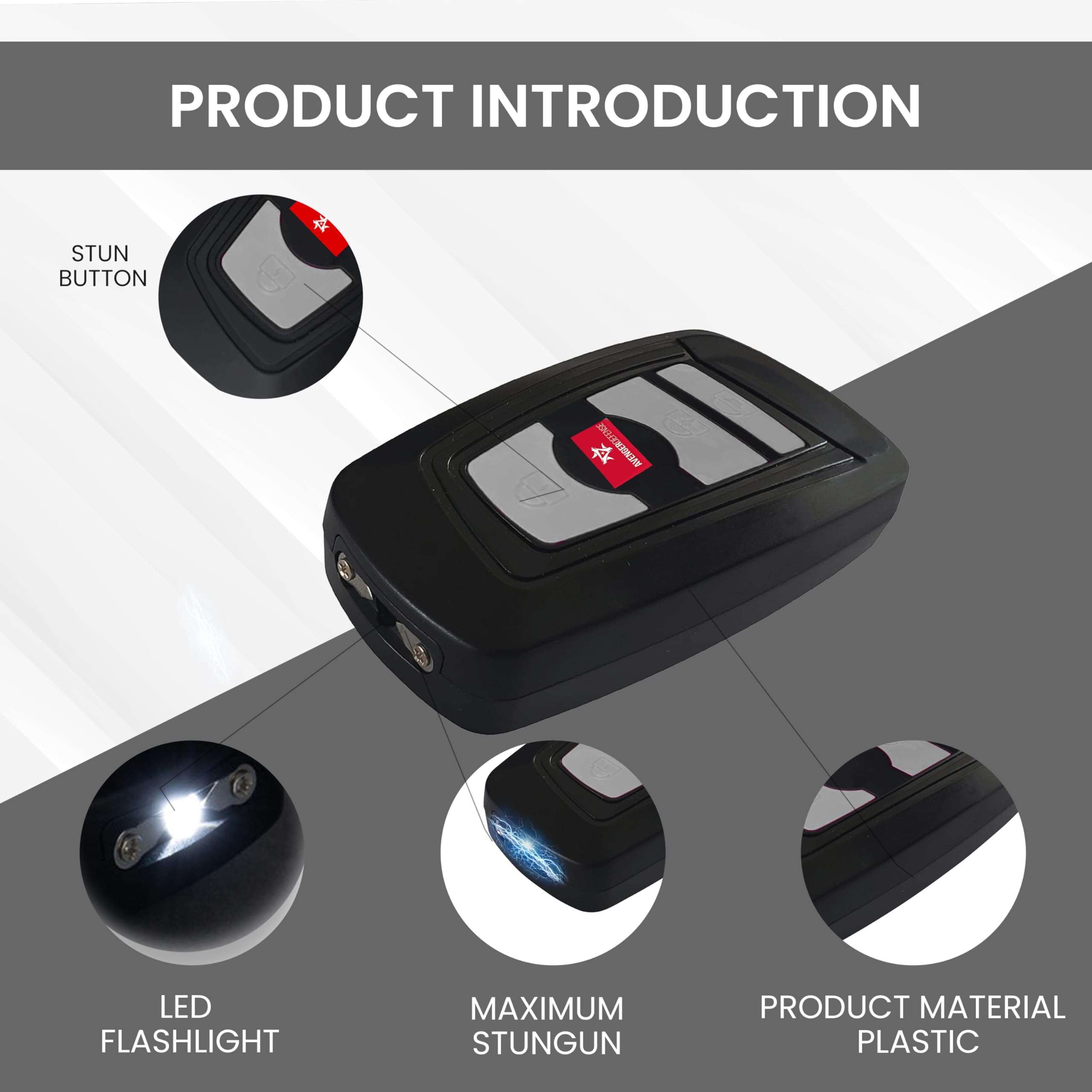 3 in 1 Stun Gun Car Keychain: Multi-Functional Self-Defense Tool Integrated with Flashlight & Siren