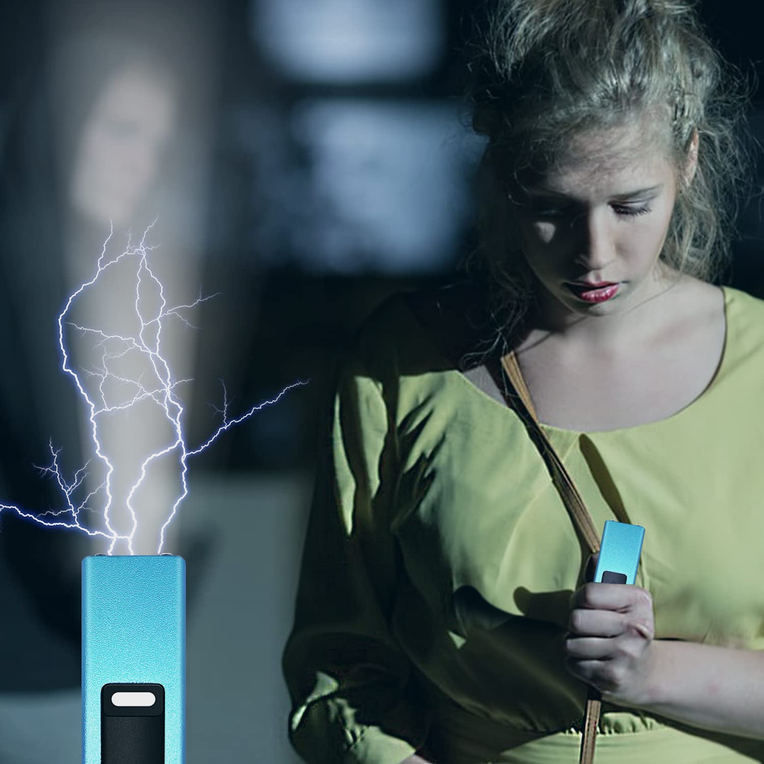 Mini Stun Gun Keychain for Women's Self-Defense: USB Rechargeable with LED Flashlight & Safety Switch