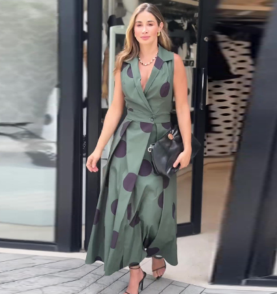 Green polka dot dress