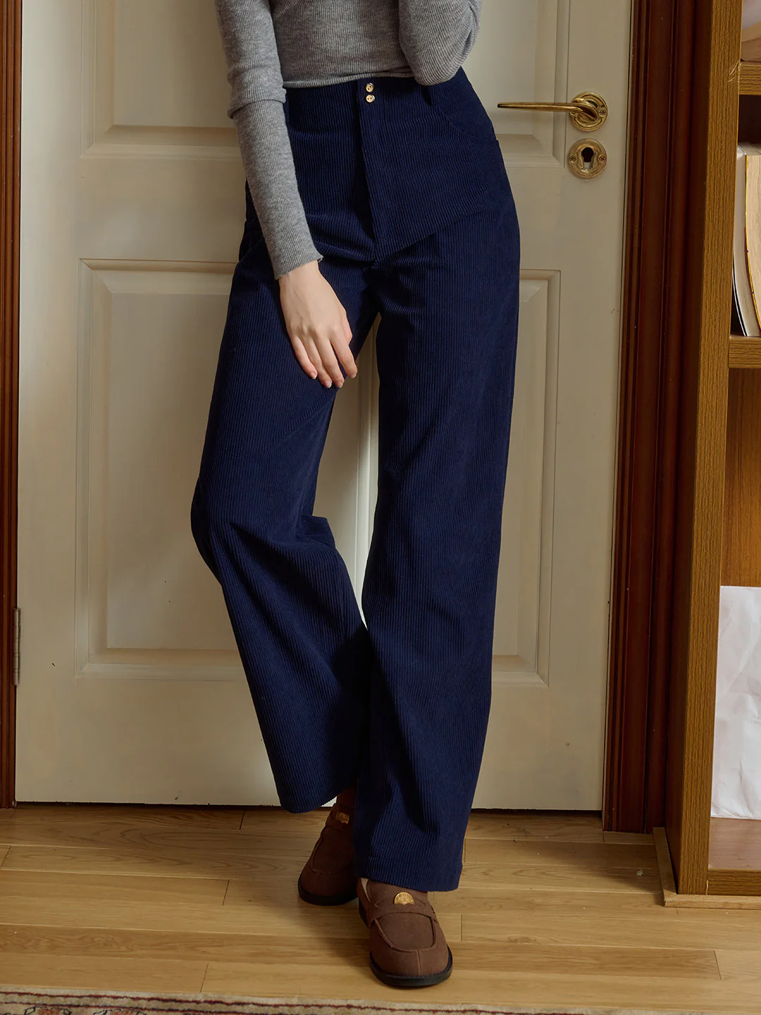 Vintage Two-button Straight Corduroy Trousers