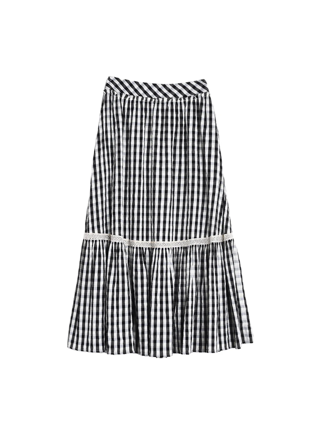 Plaid Lace Viscose Skirt