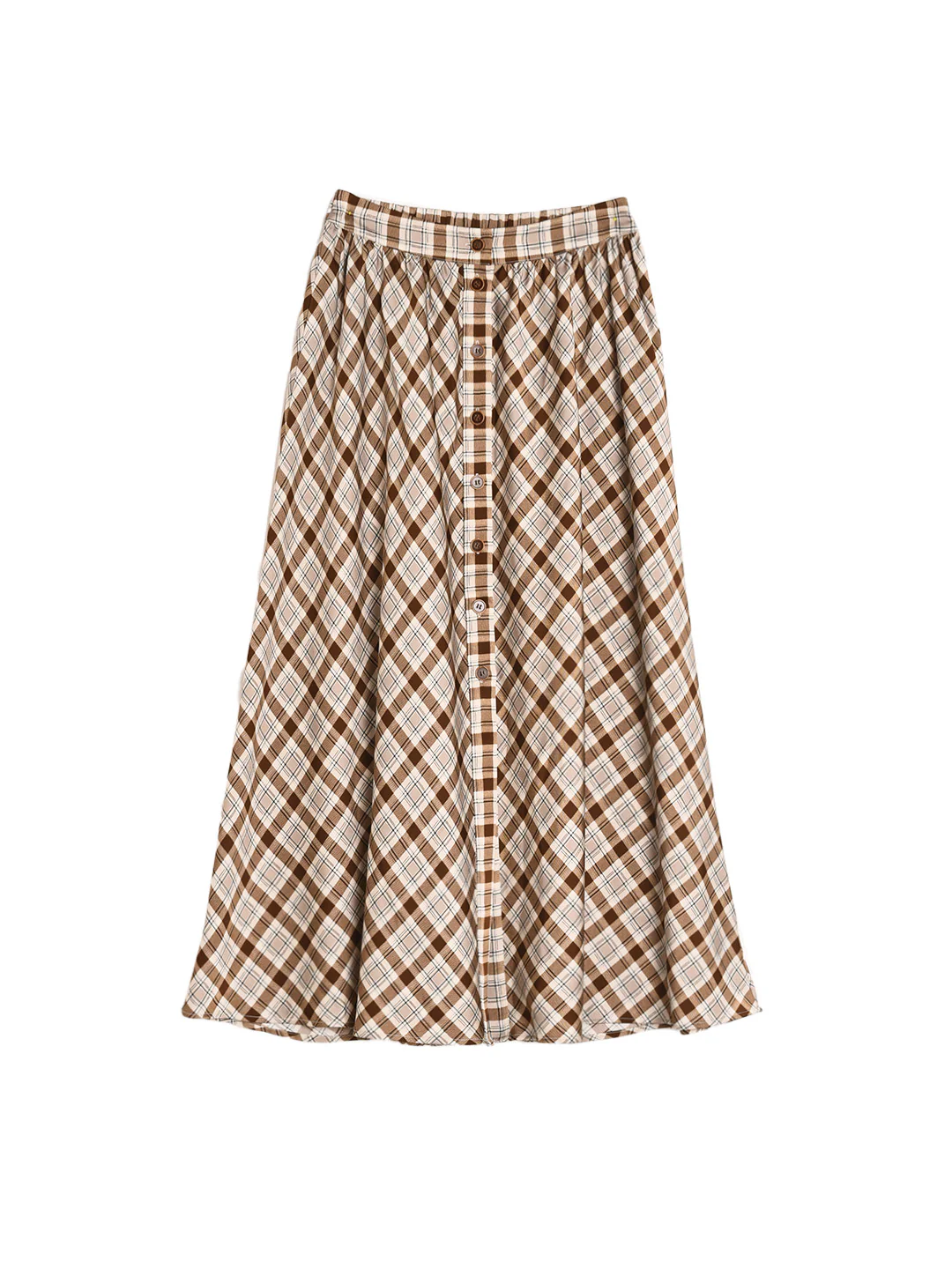 Plaid Button Skirt