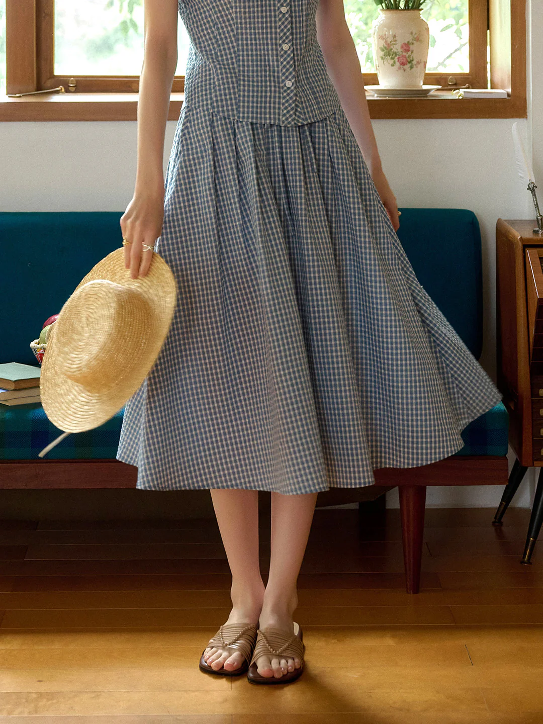 A-Line Plaid Cotton Skirt