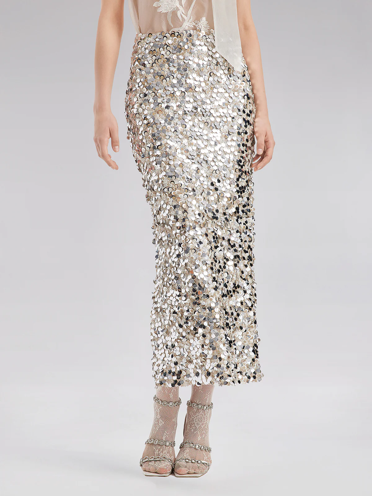 Sequin Embellished Stretch Skirt