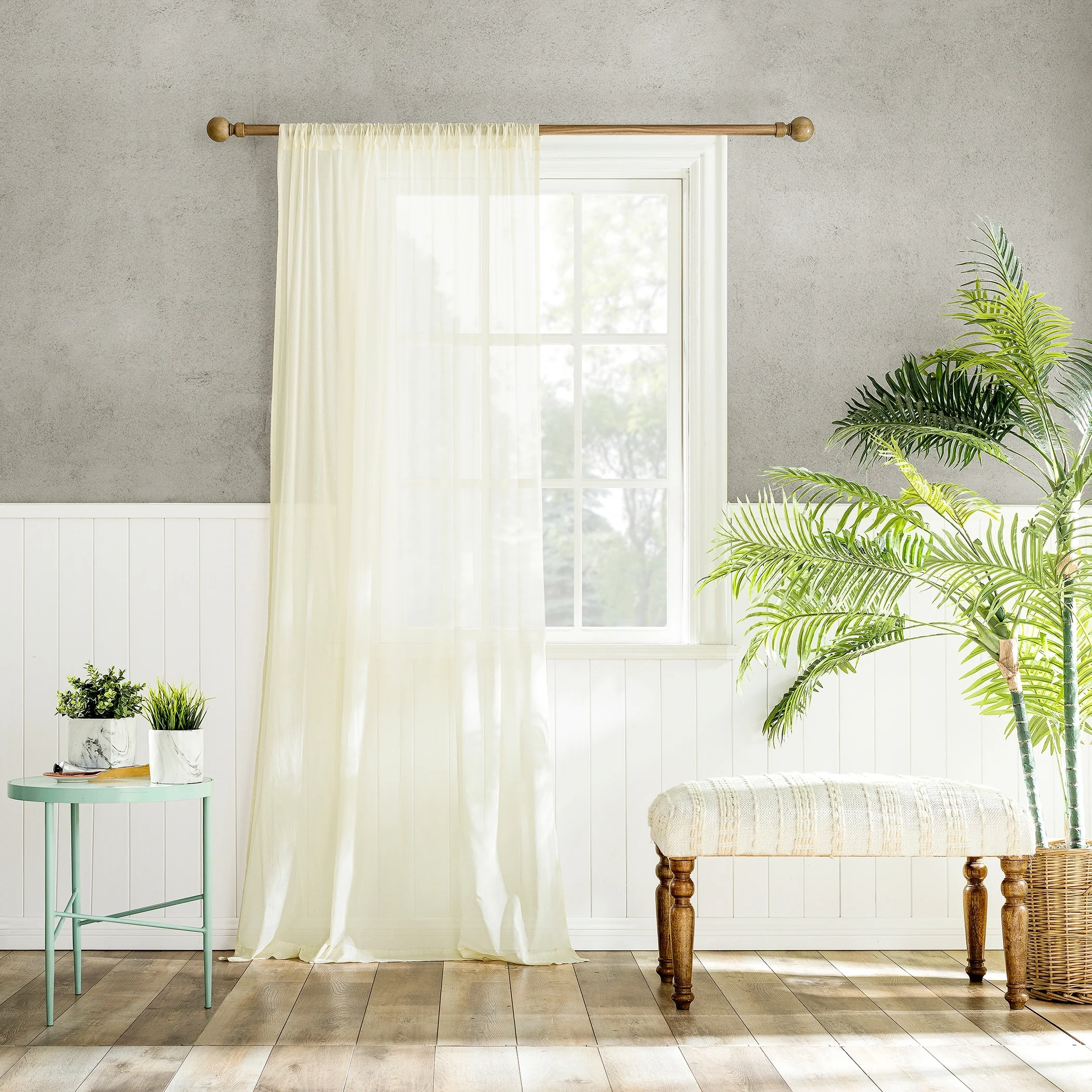 Cotton Sheer Curtain, Single Panel