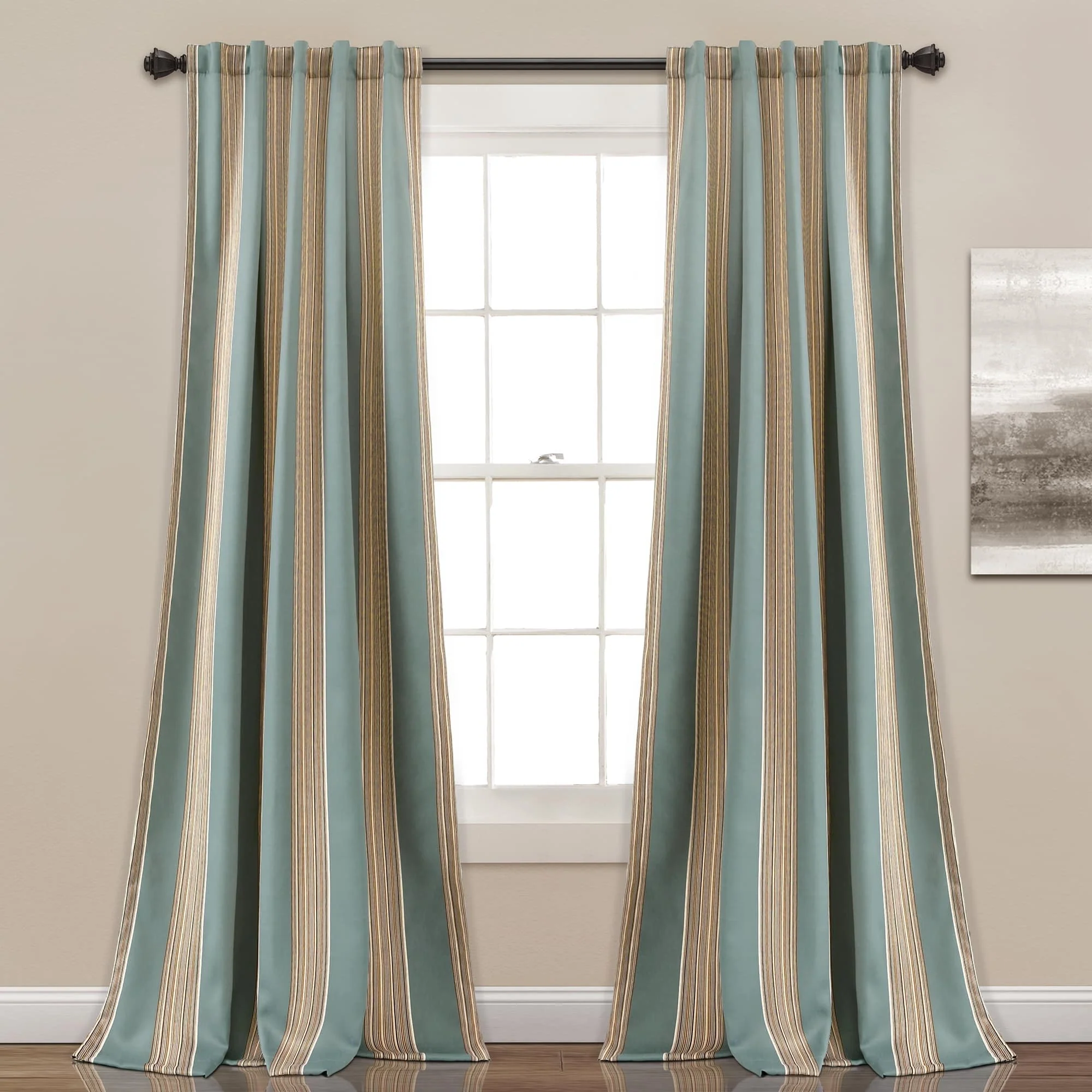 Striped Room Darkening Window Curtain Panel Pair