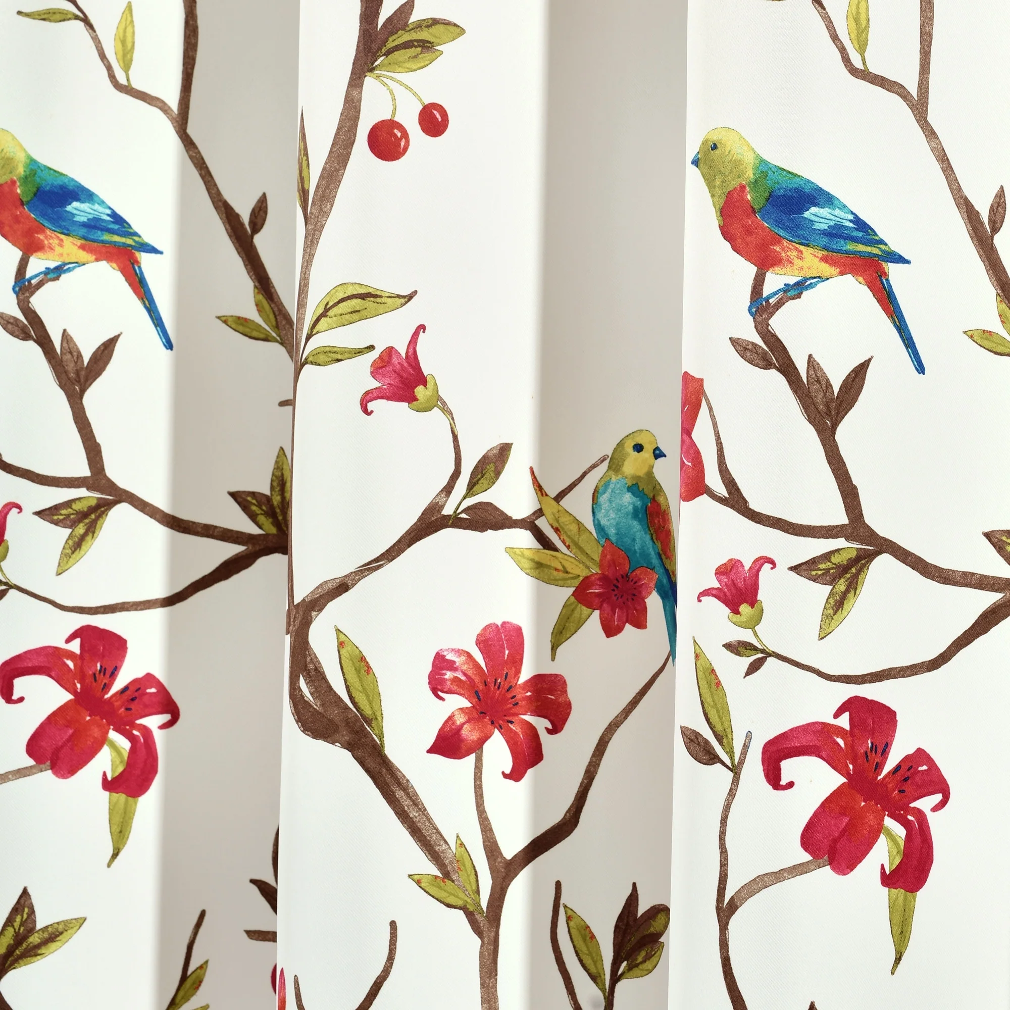 Botanical Bird Curtain Panel Pair