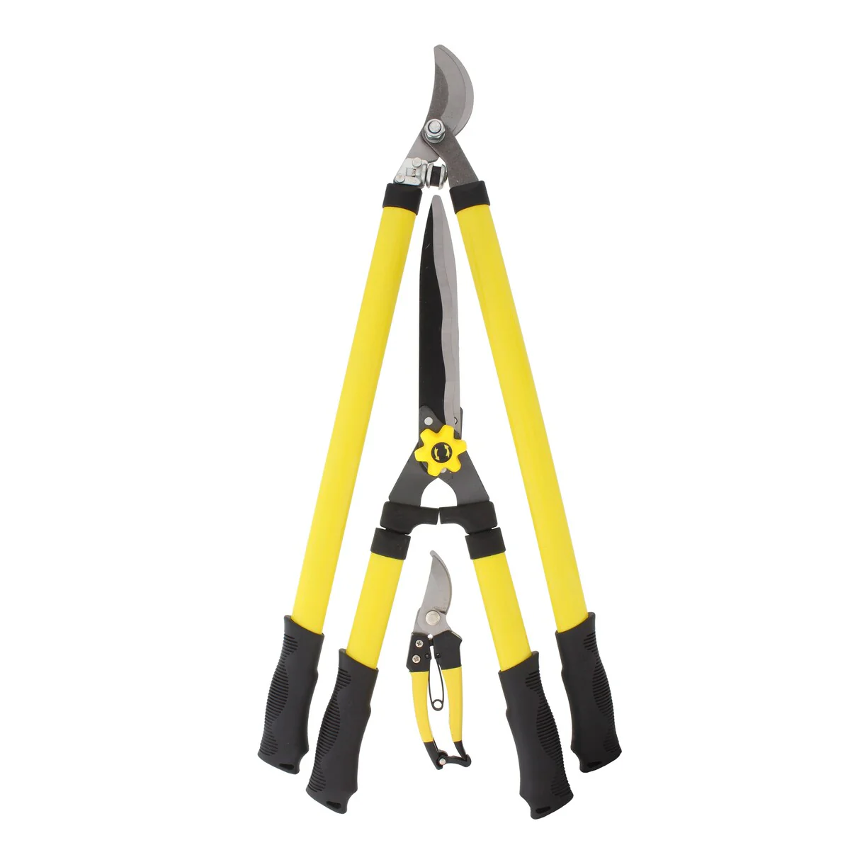 3-Piece Pruner Set with Bypass Lopper, Hedge Shears and Bypass Pruner