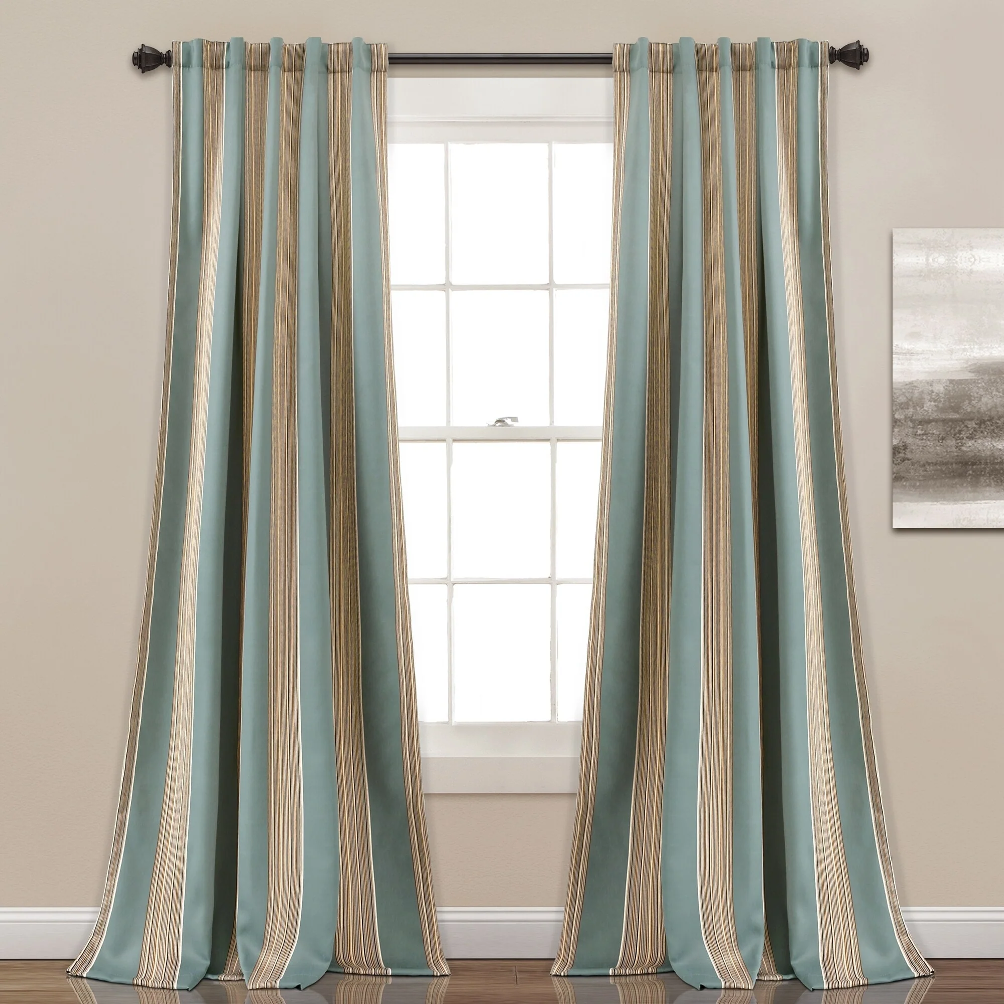 Striped Room Darkening Window Curtain Panel Pair