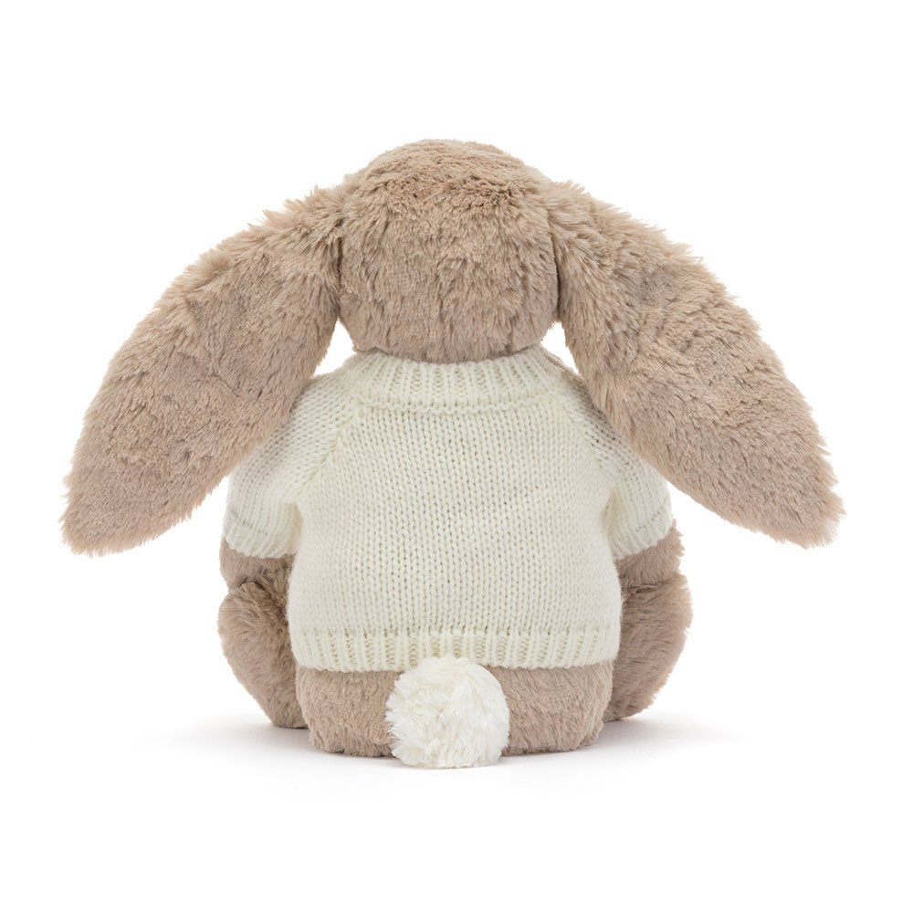 Blossom Beige Bunny 'Petal' with Personalised Cream Jumper