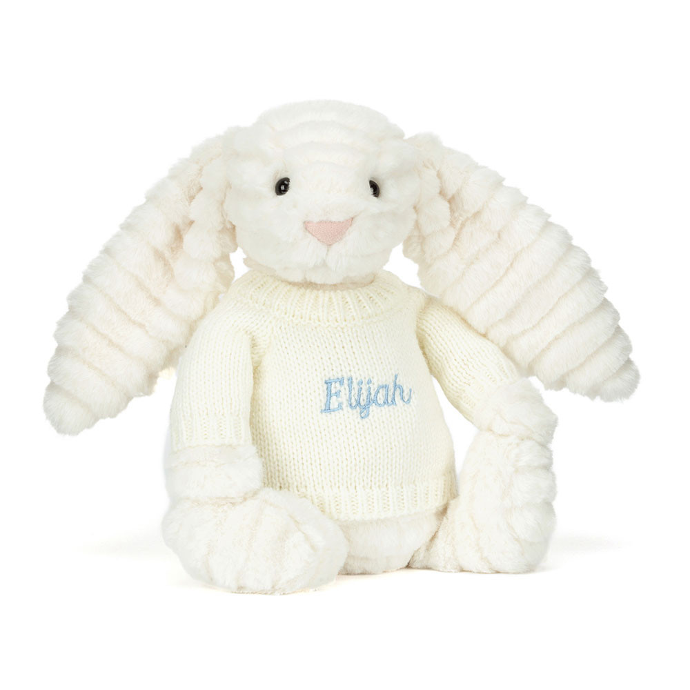 Bashful Luxe Bunny Nimbus with Personalised Cream Jumper