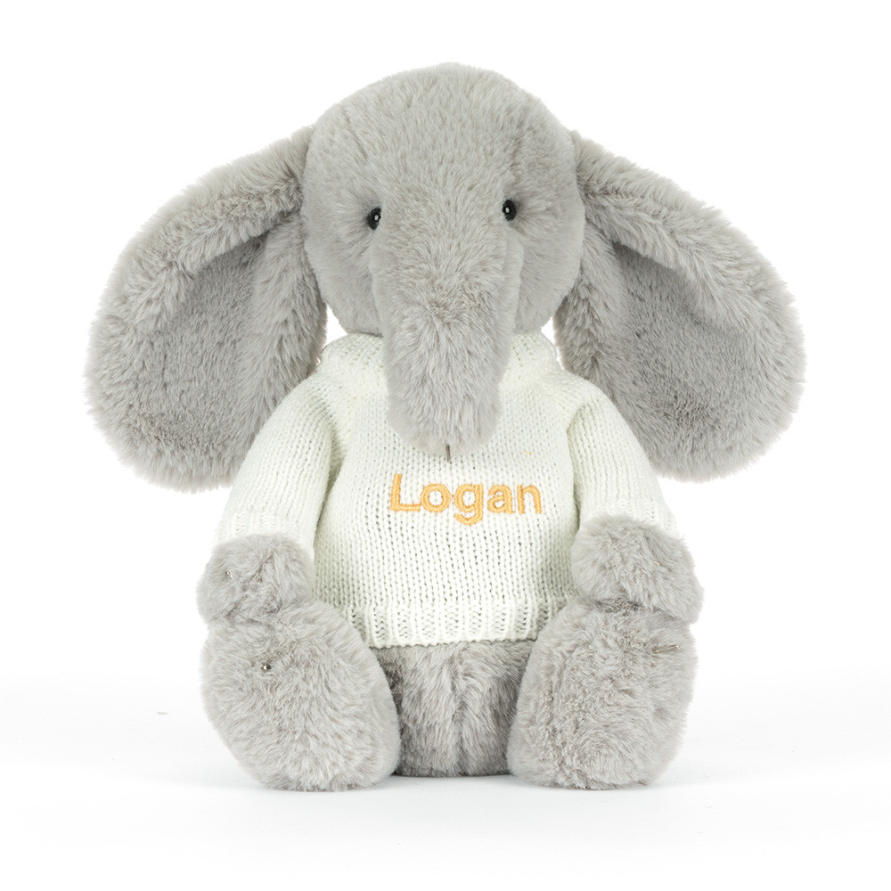 Bashful Luxe Elephant Thuddeus with Personalised Cream Jumper