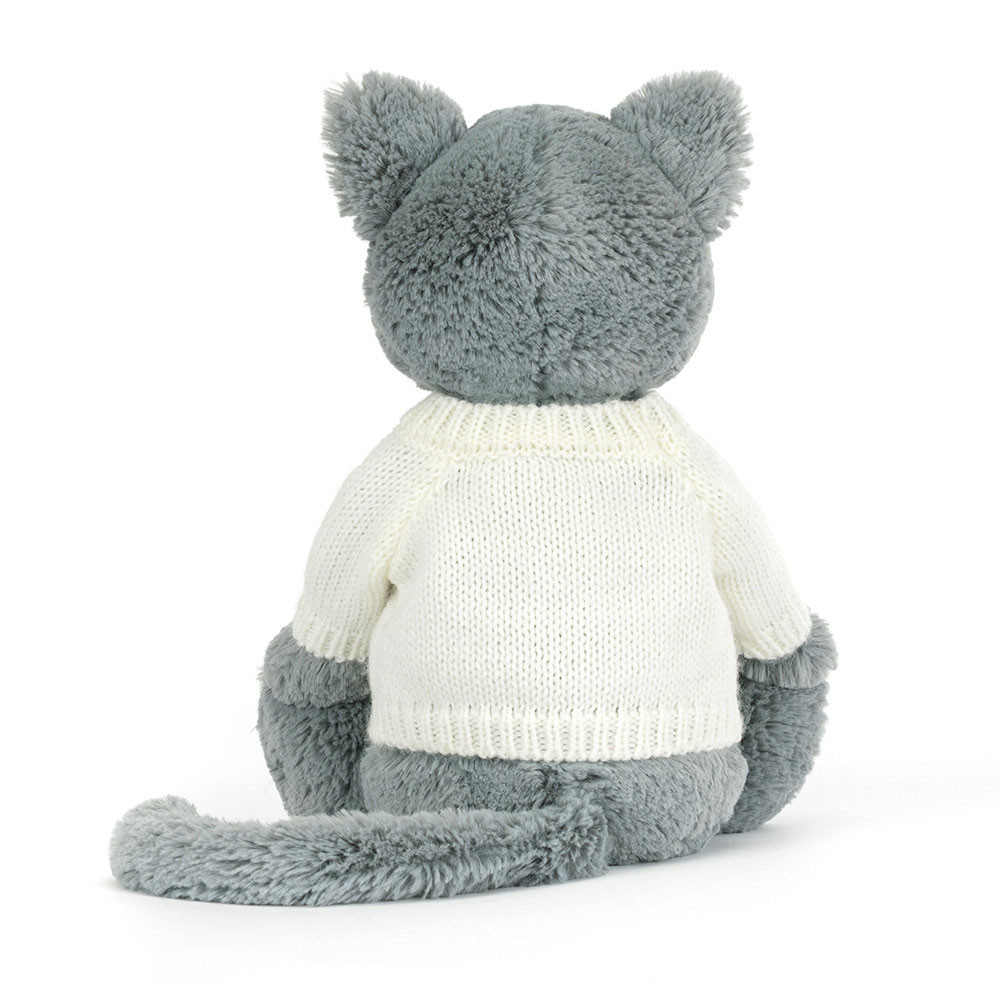 Bashful Kitten with Personalised Cream Jumper