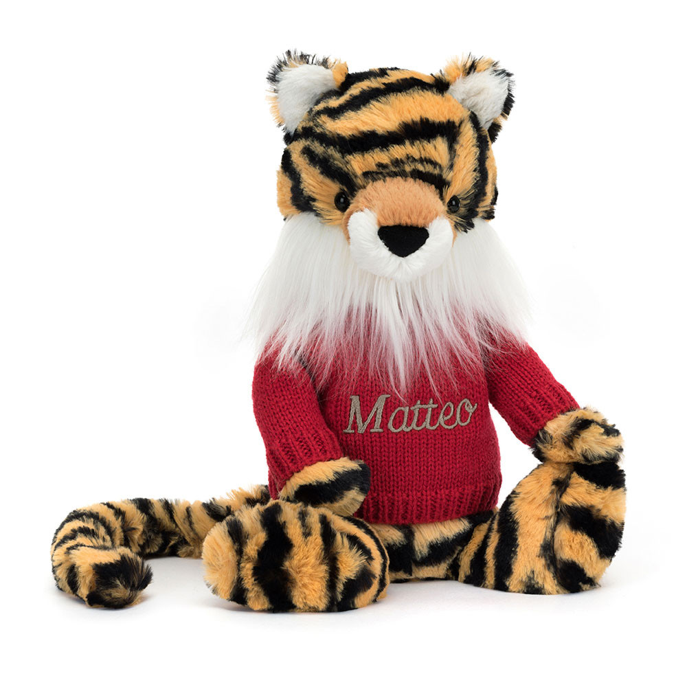 Bashful Tiger with Personalised Red Jumper