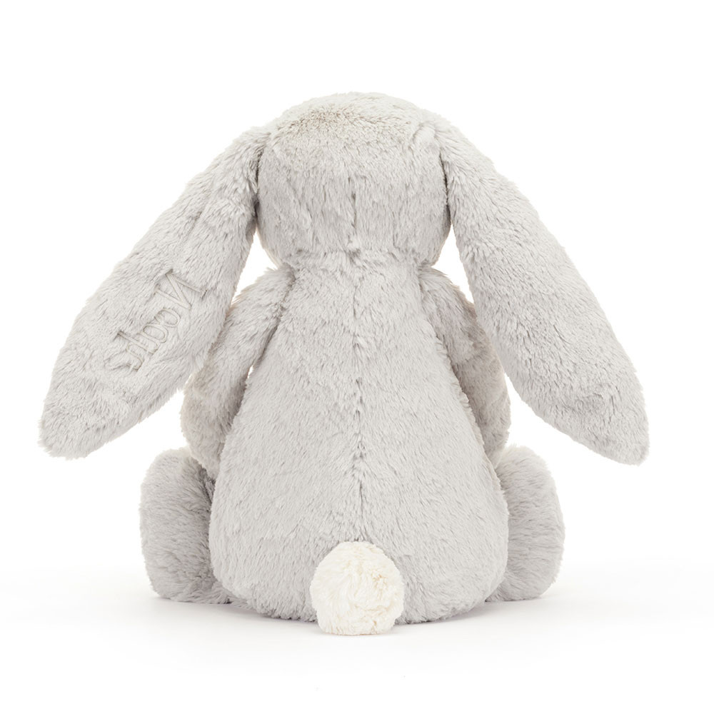 Personalised Bashful Silver Bunny Huge