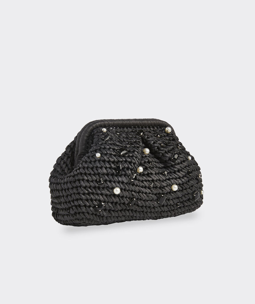 Embellished Straw Clutch