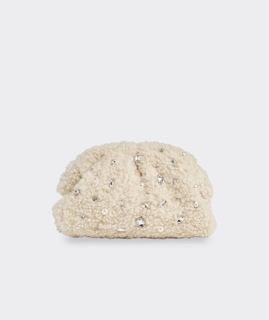 Embellished Heritage High-Pile Fleece Clutch
