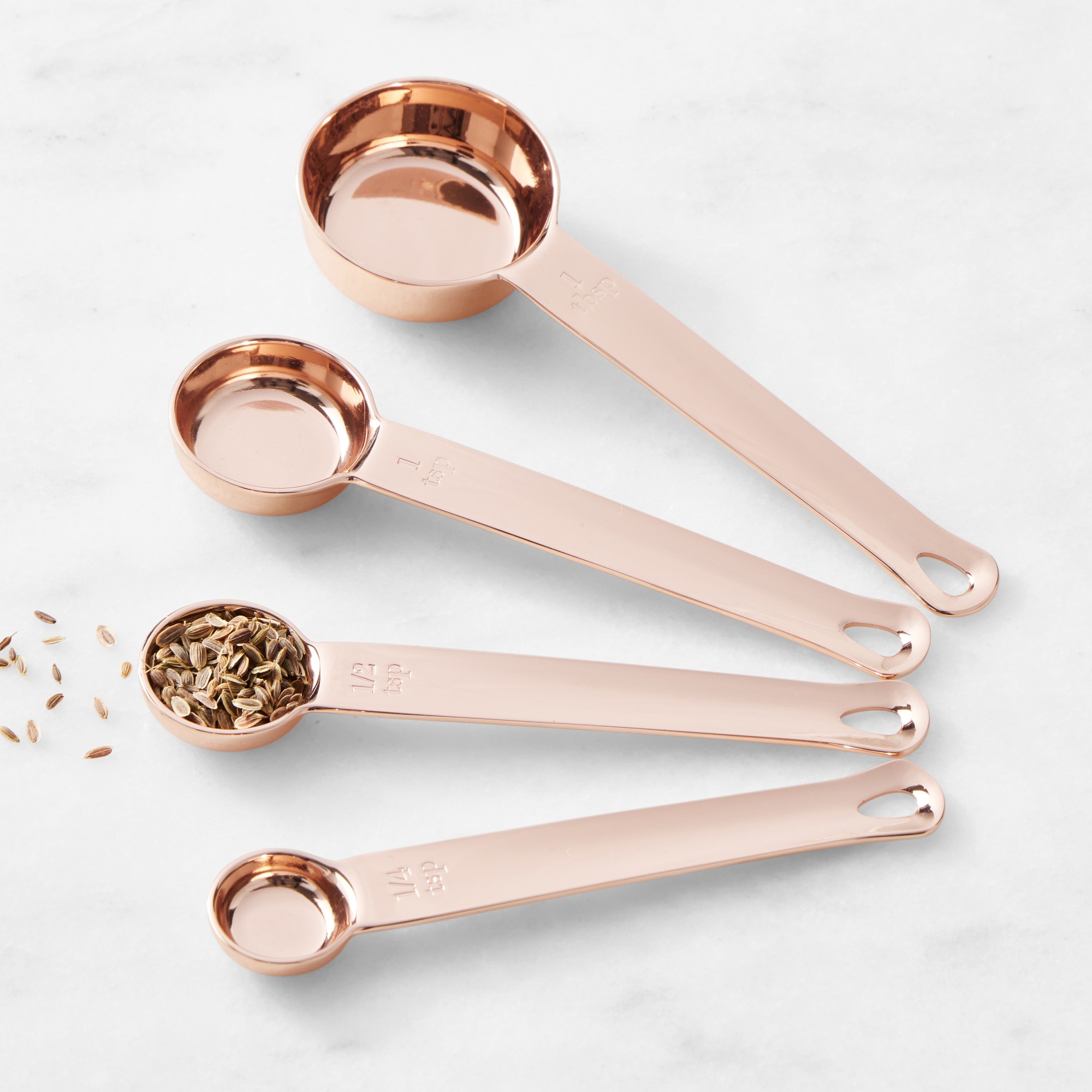 Williams Sonoma Copper Nesting Measuring Cups & Spoons