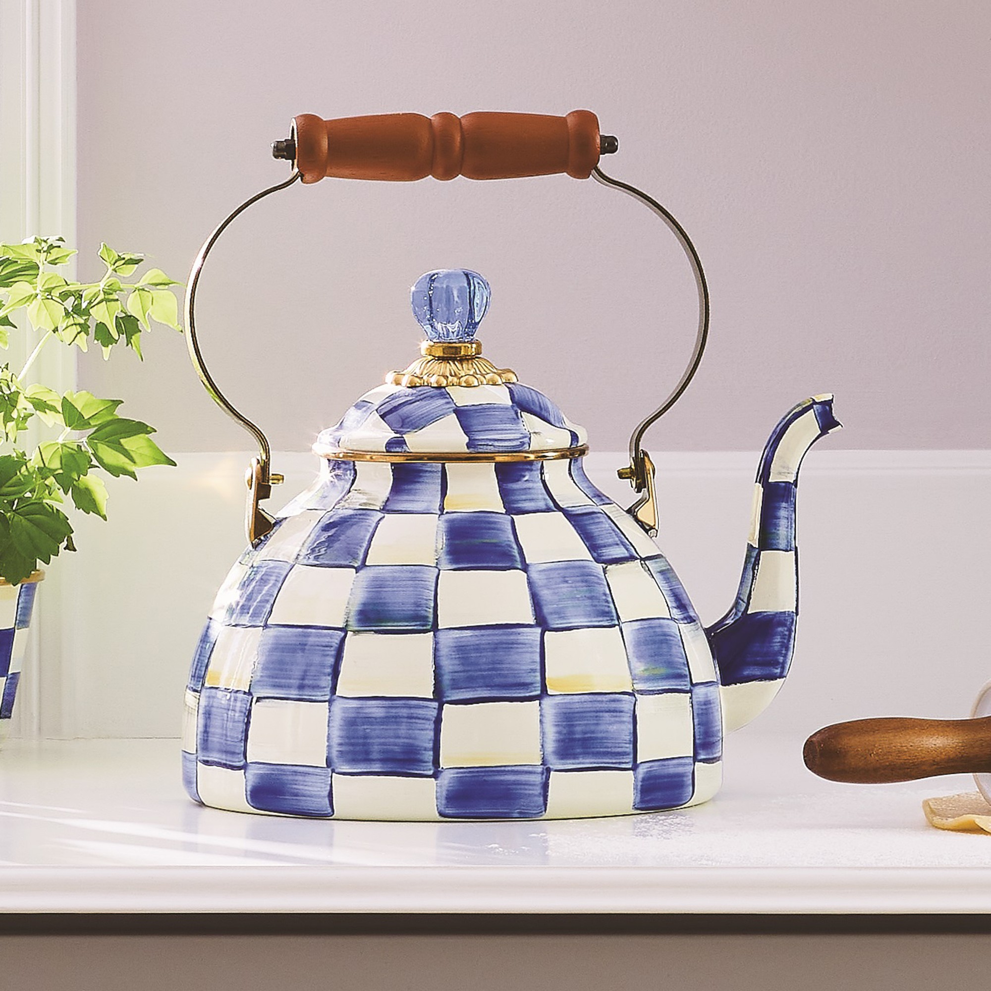 MacKenzie-Childs Royal Check Tea Kettle