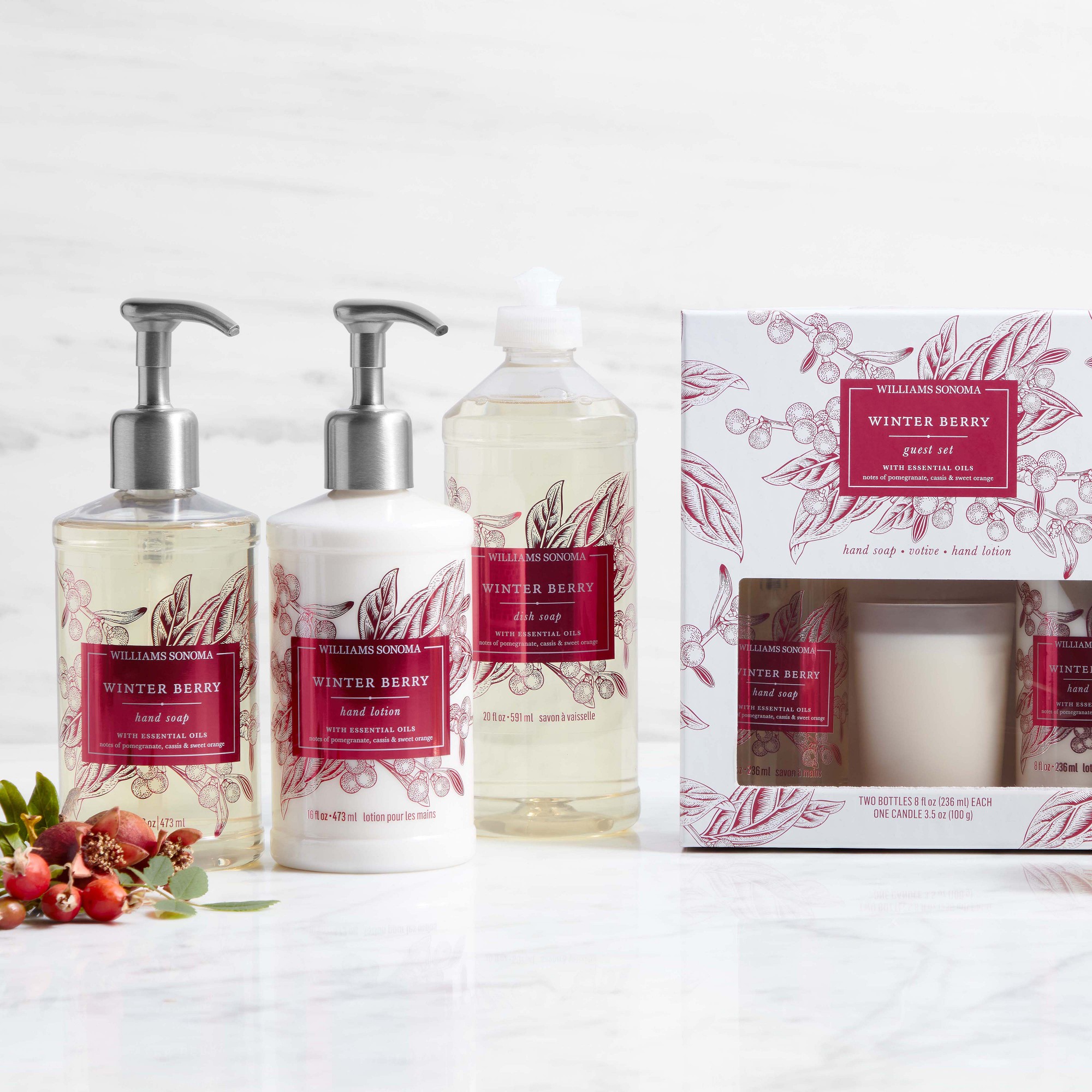 Williams Sonoma Winter Berry Guest Set