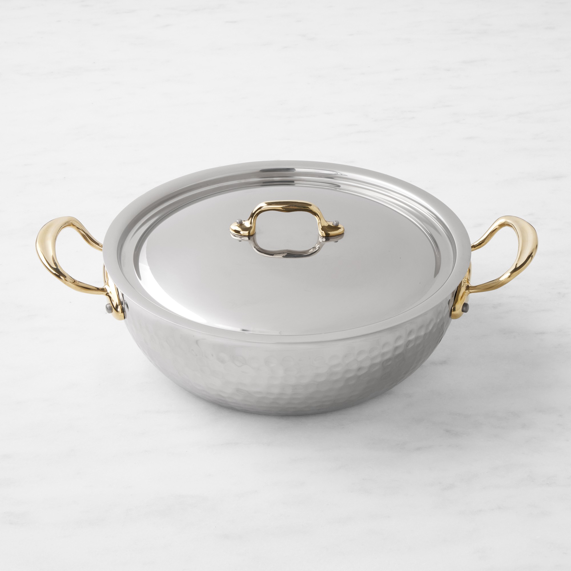 Mauviel M'Elite B Hammered Stainless-Steel Universal Pan, 5-Qt