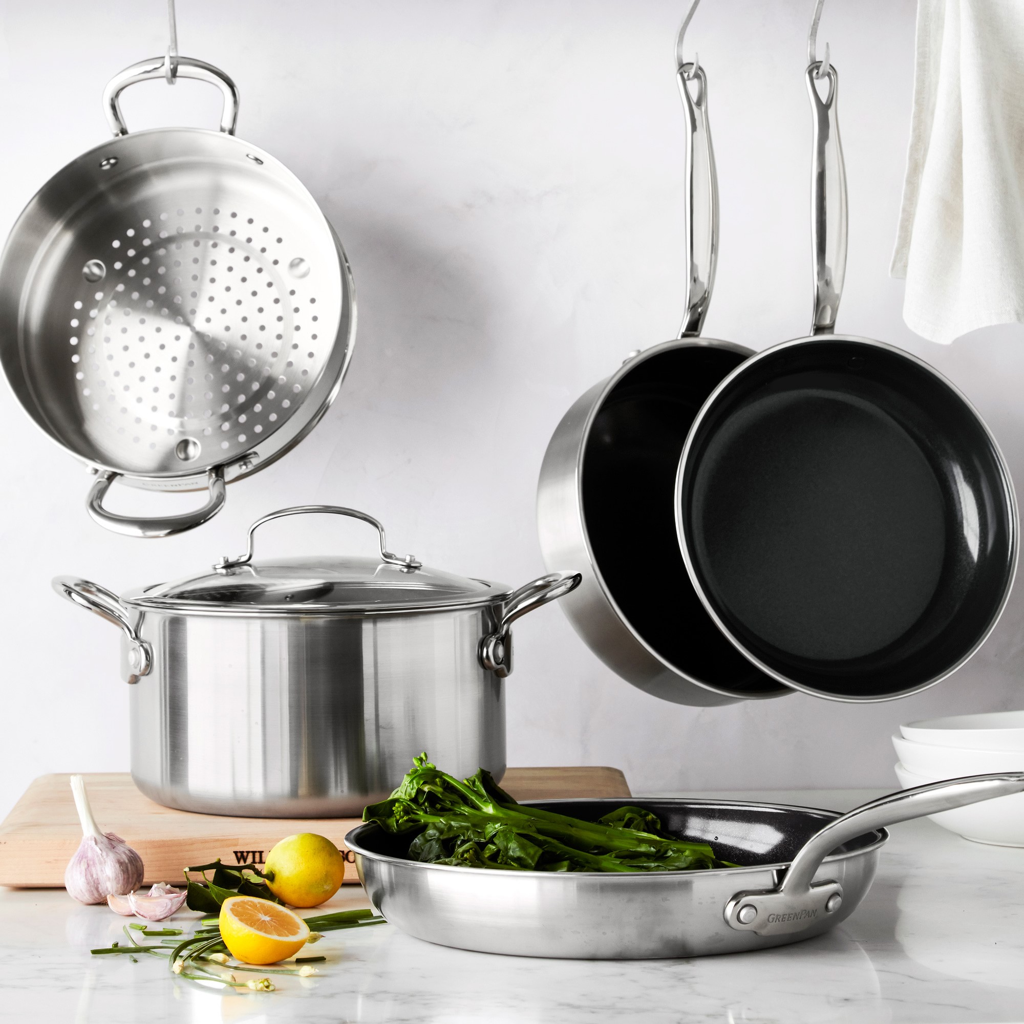 GreenPan™ Premiere Stainless-Steel Ceramic Nonstick 11-Piece Cookware Set