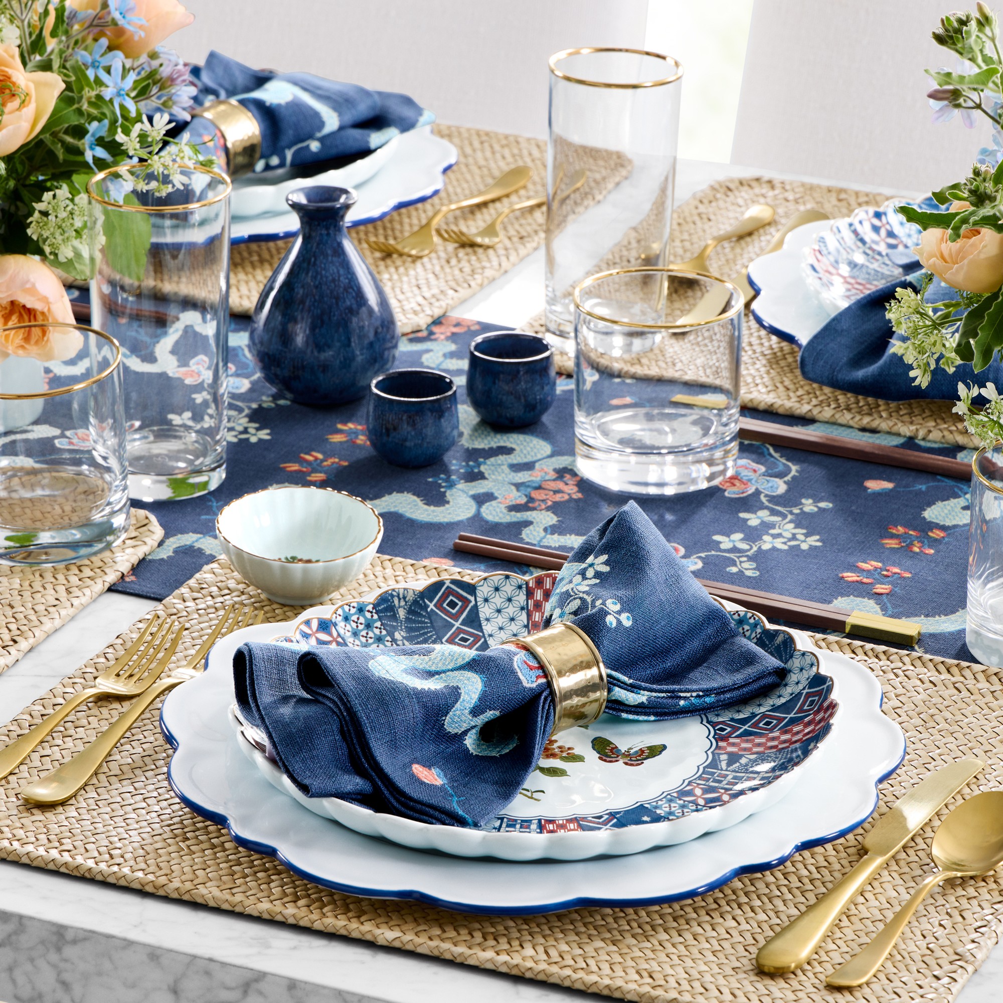 Embroidered Blossom Table Runner