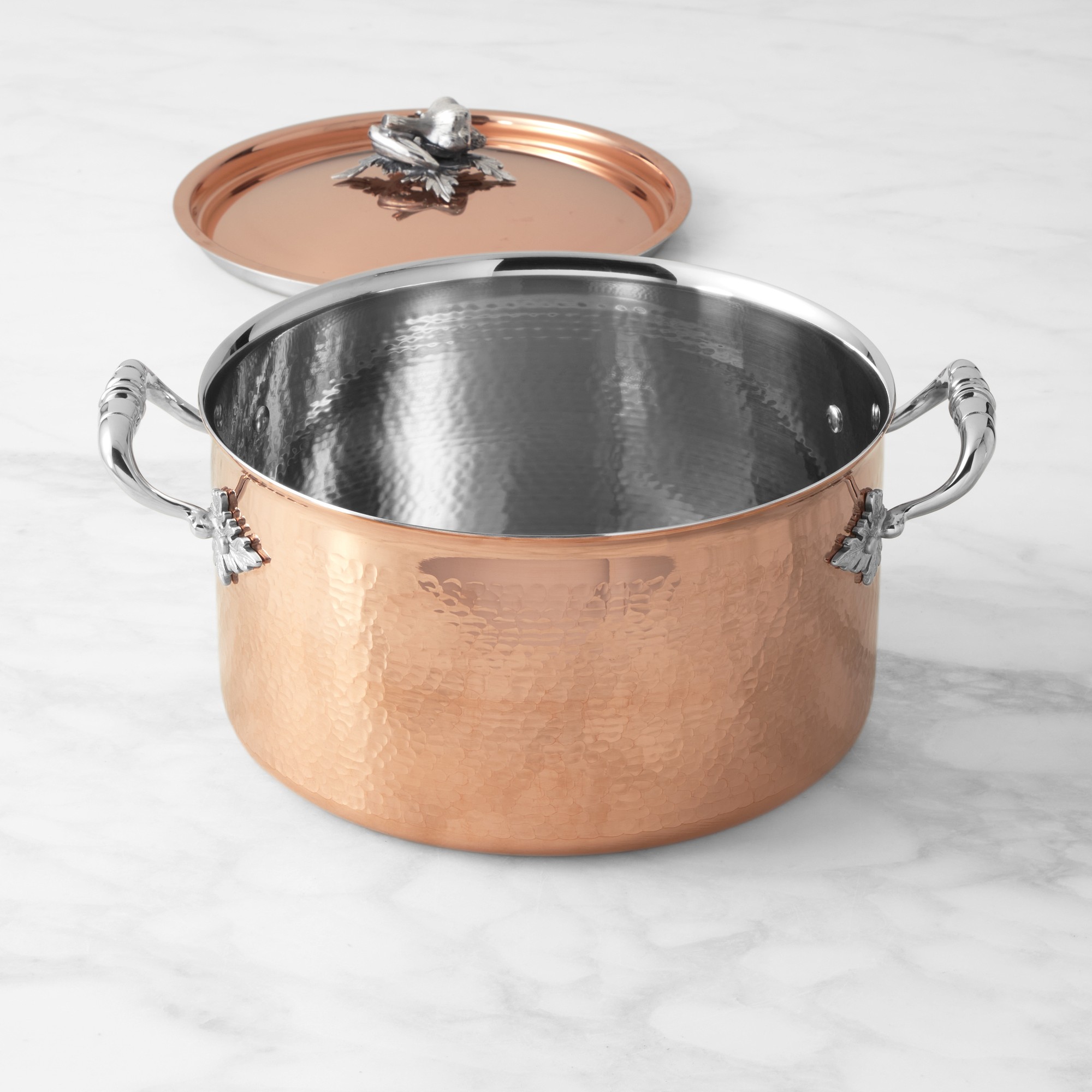 Ruffoni Opus Cupra Hammered Copper Stock Pot with Pepper Knob, 8-Qt.