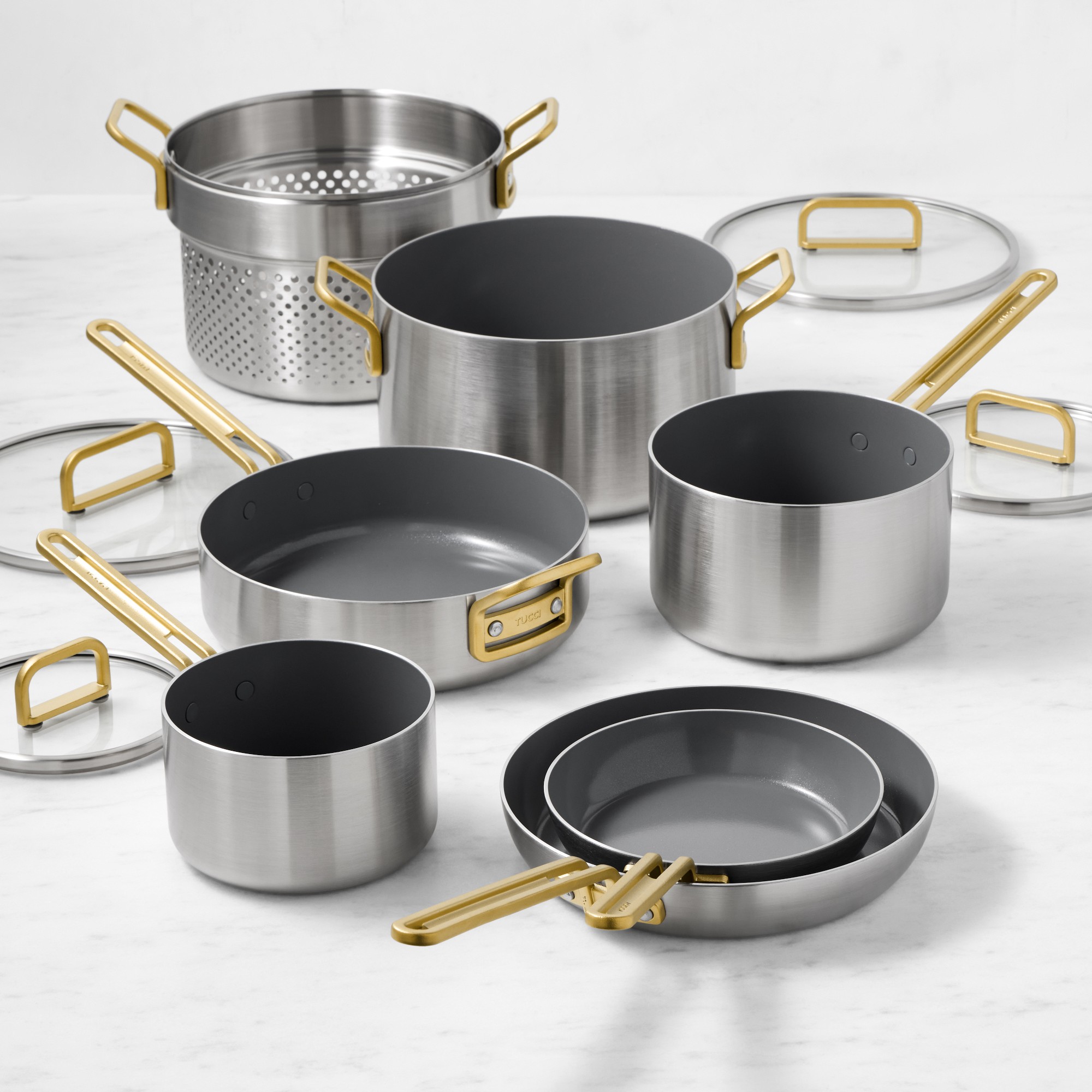 GreenPan™ Stanley Tucci™ Stainless-Steel Ceramic Nonstick 11-Piece Cookware Set