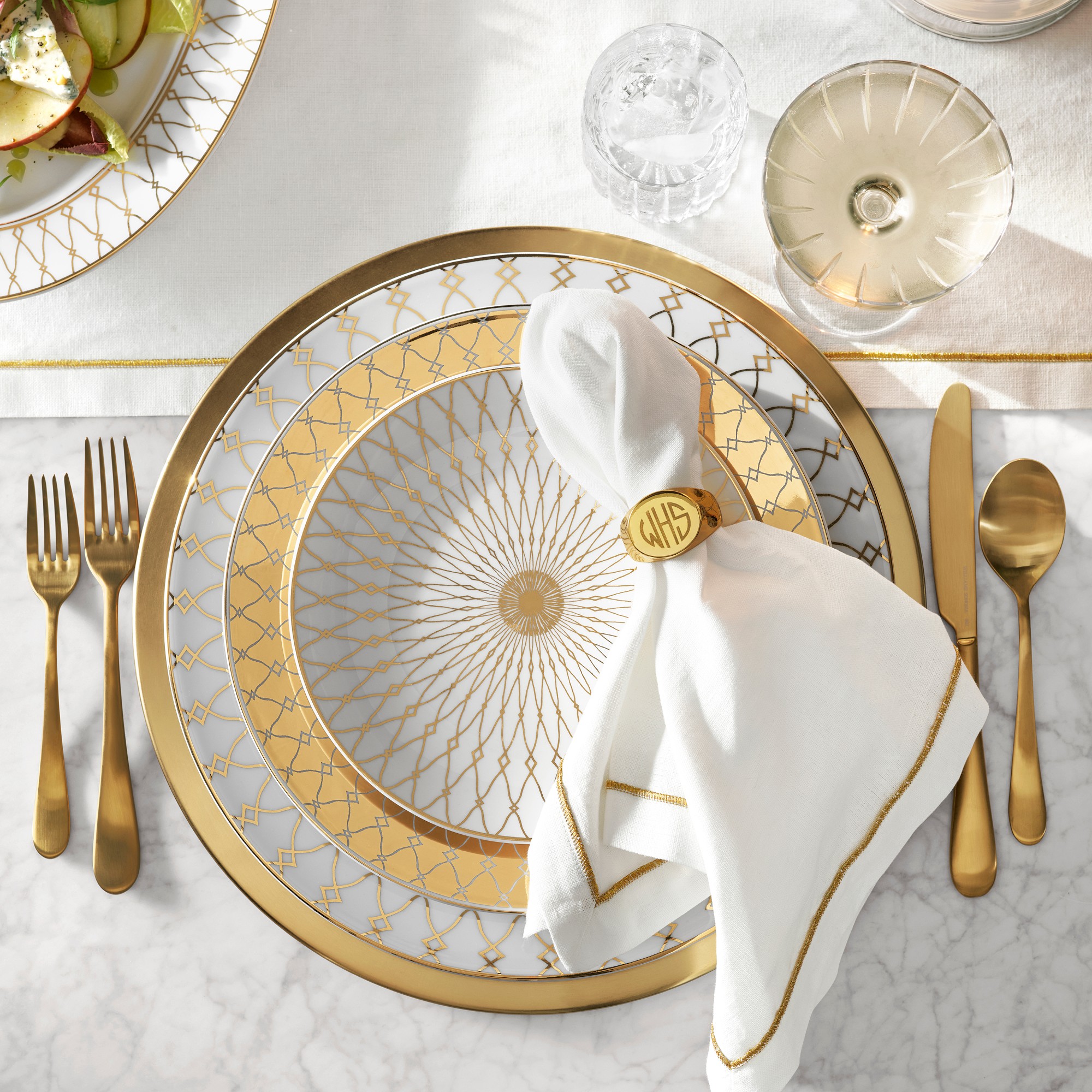 Regency Gold Dinner Plates, Set of 4