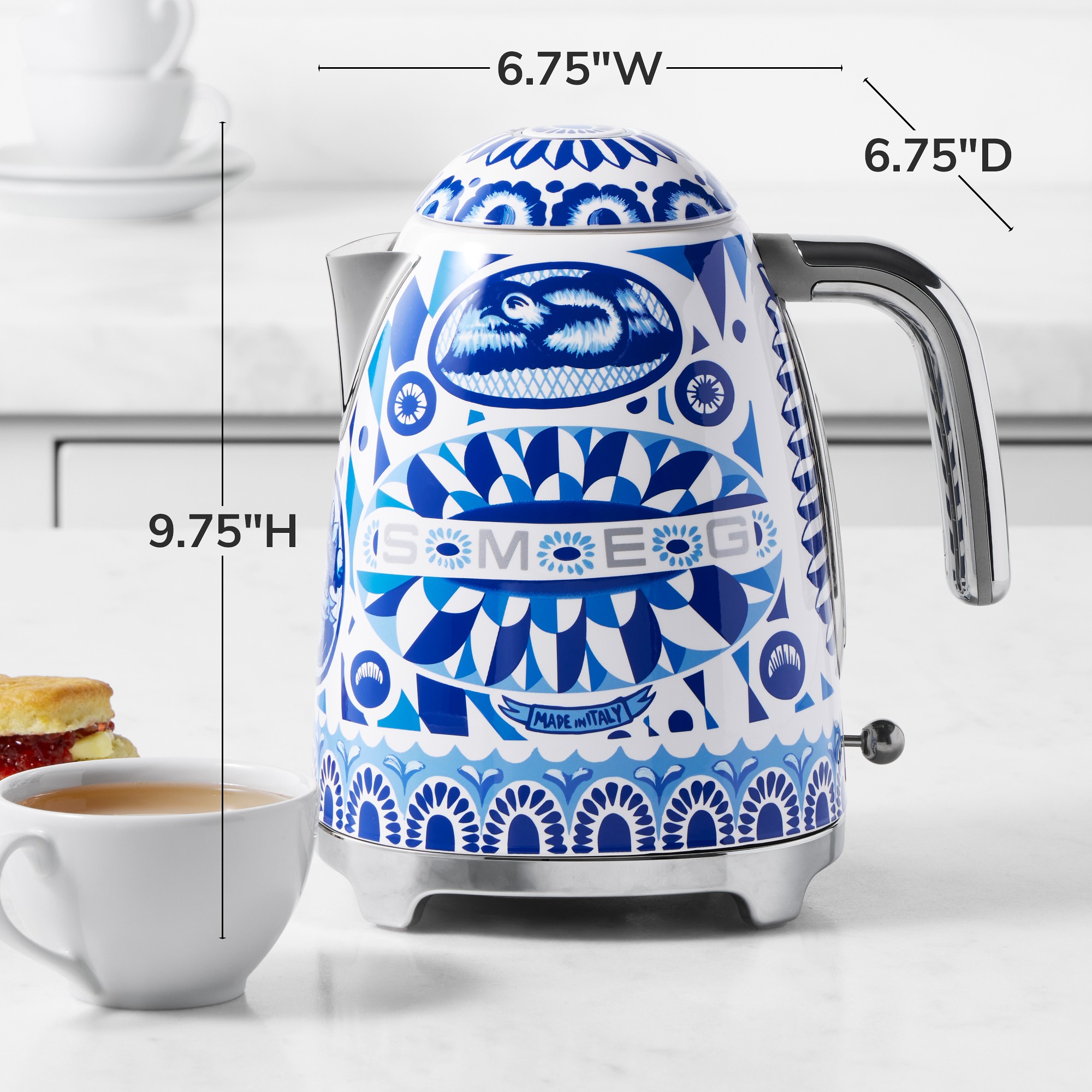 SMEG Dolce & Gabbana Electric Kettle, Blu Mediterraneo