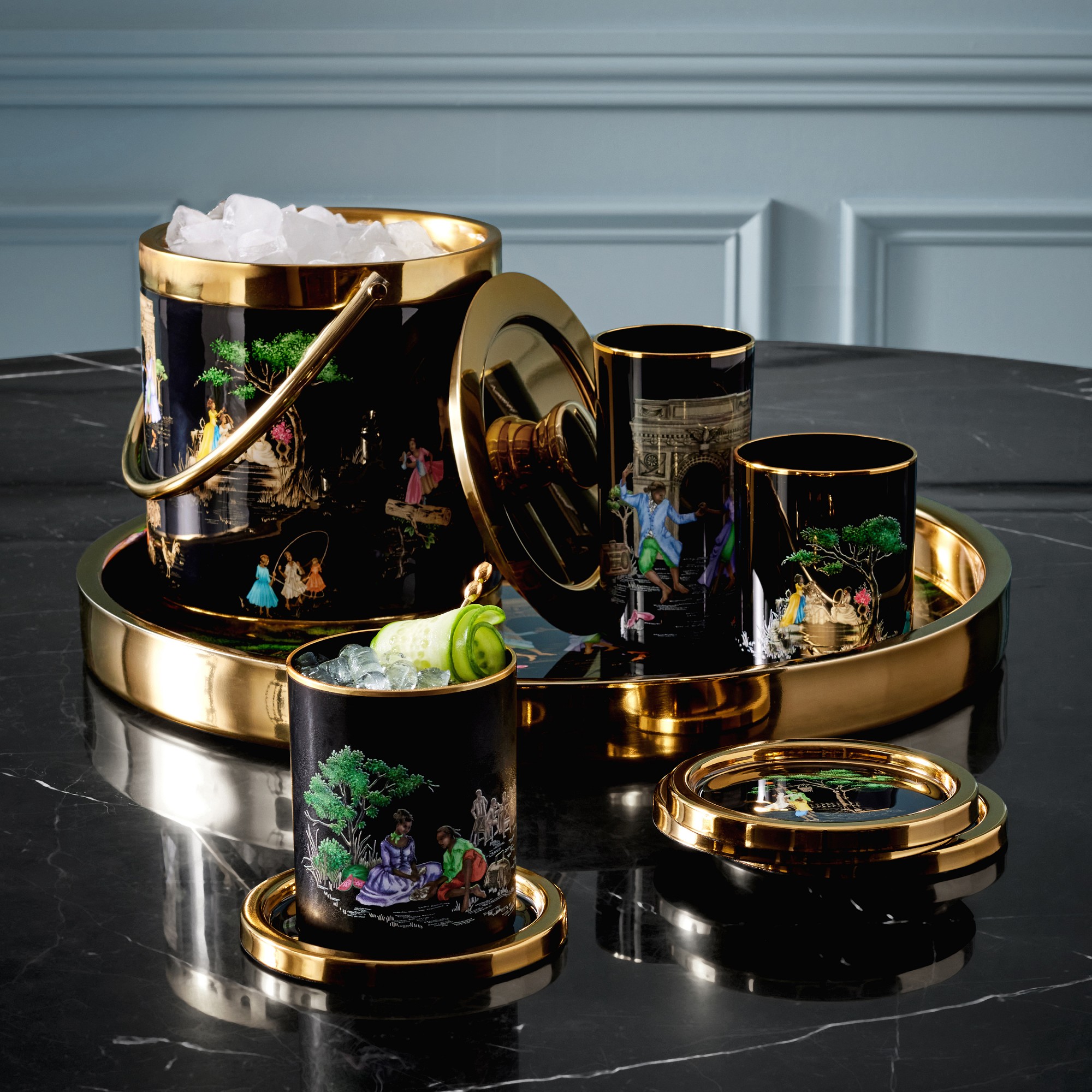 Sheila Bridges x Williams Sonoma Harlem Toile Highball Glasses, Set of 2