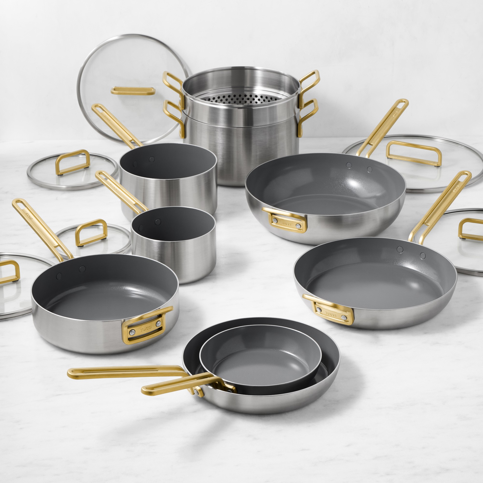 GreenPan™ Stanley Tucci™ Stainless-Steel Ceramic Nonstick 15-Piece Cookware Set
