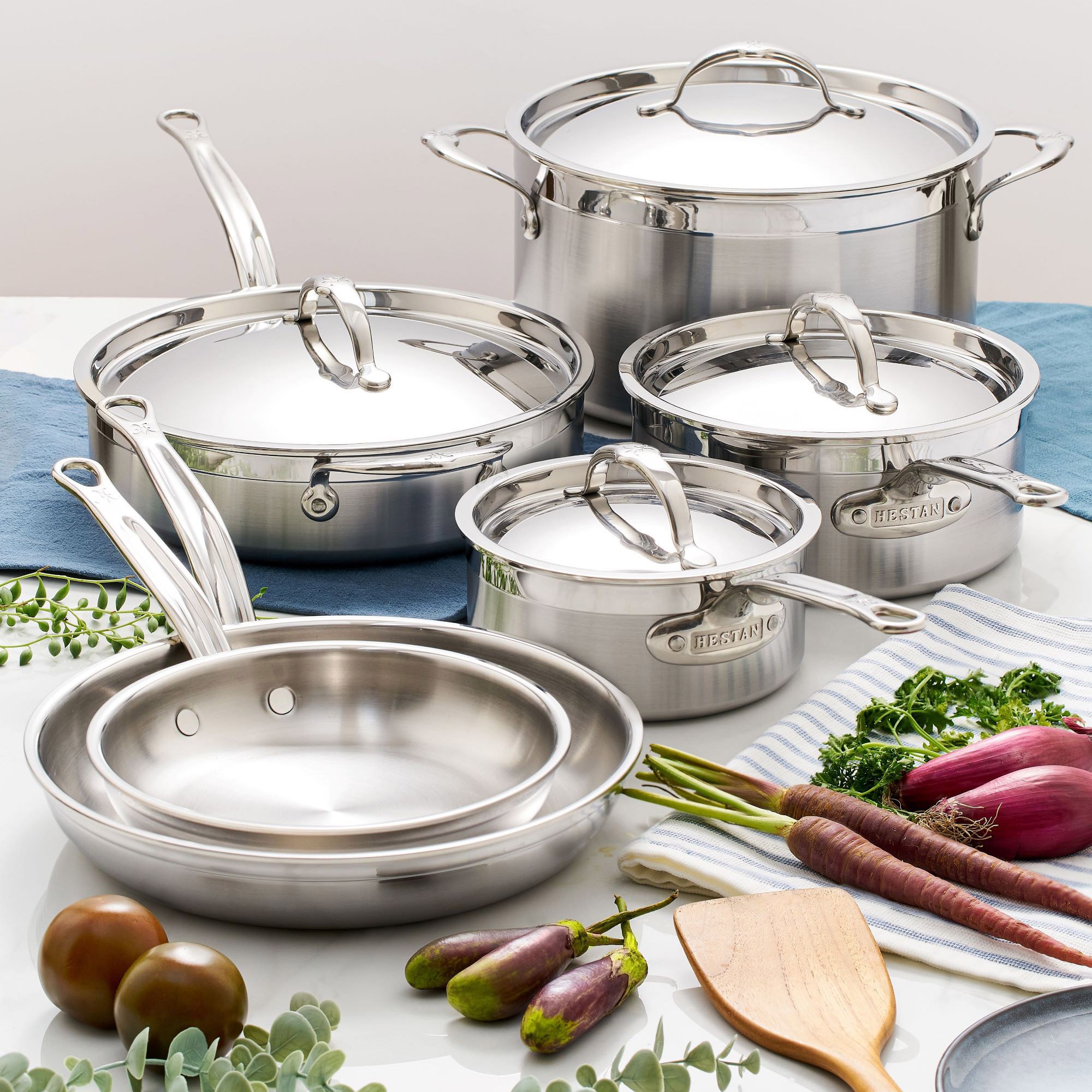 Hestan ProBond Professional Clad Stainless-Steel 10-Piece Cookware Set