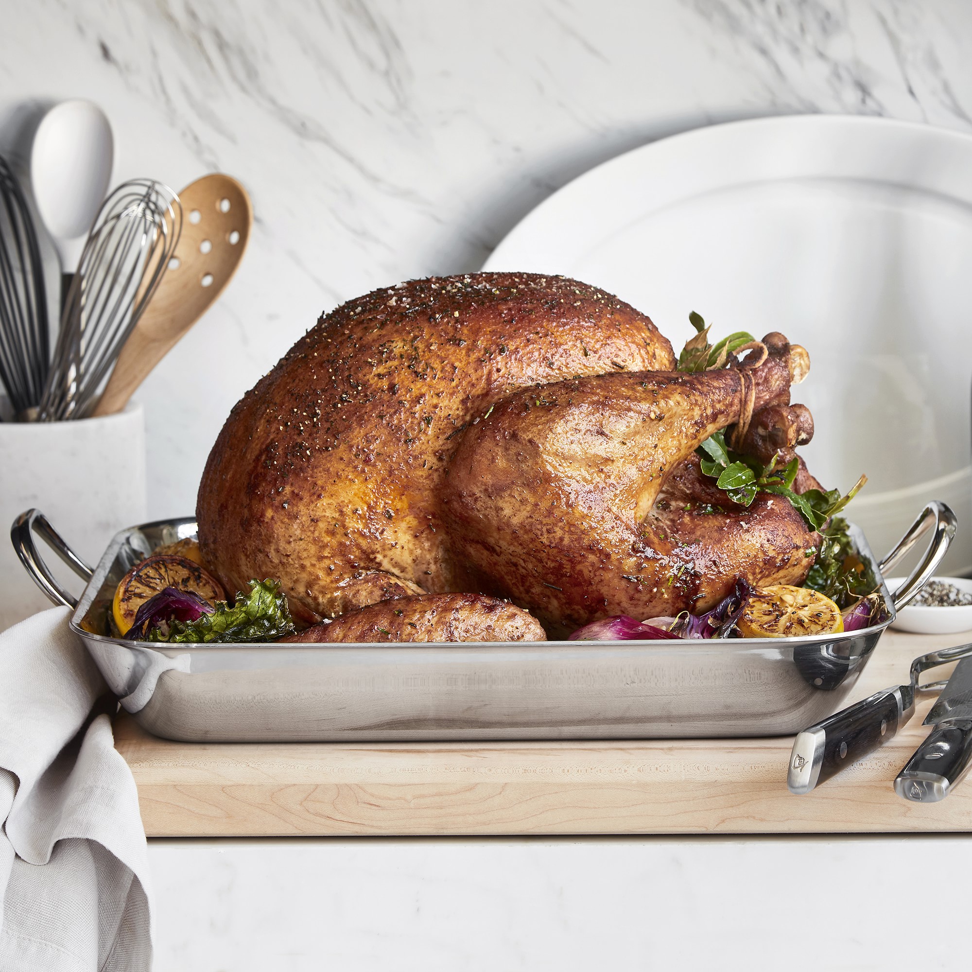 Williams Sonoma Signature Thermo-Clad™ Stainless-Steel Flared Roasting Pan with Rack