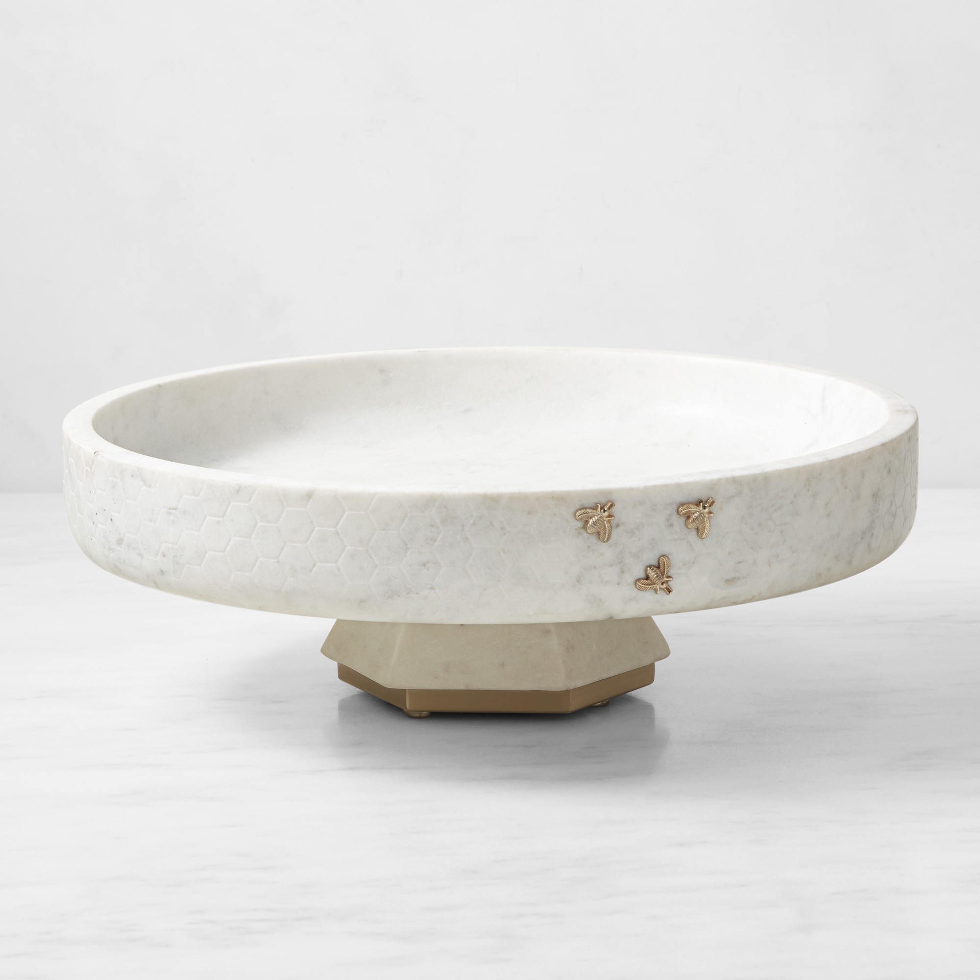 Williams Sonoma Honeycomb Pedestal Marble Fruit Bowl