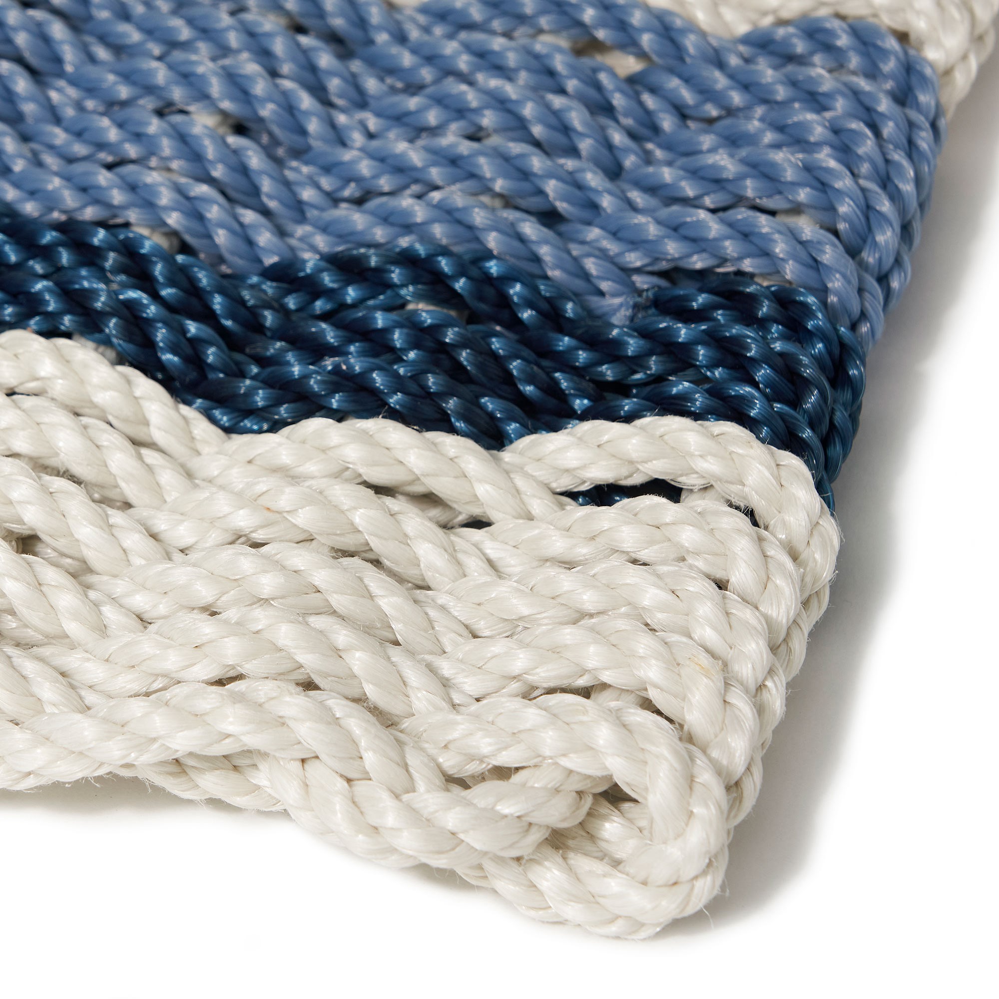 The Rope Co. Oyster with Glacier Bay & Navy Stripes Doormat
