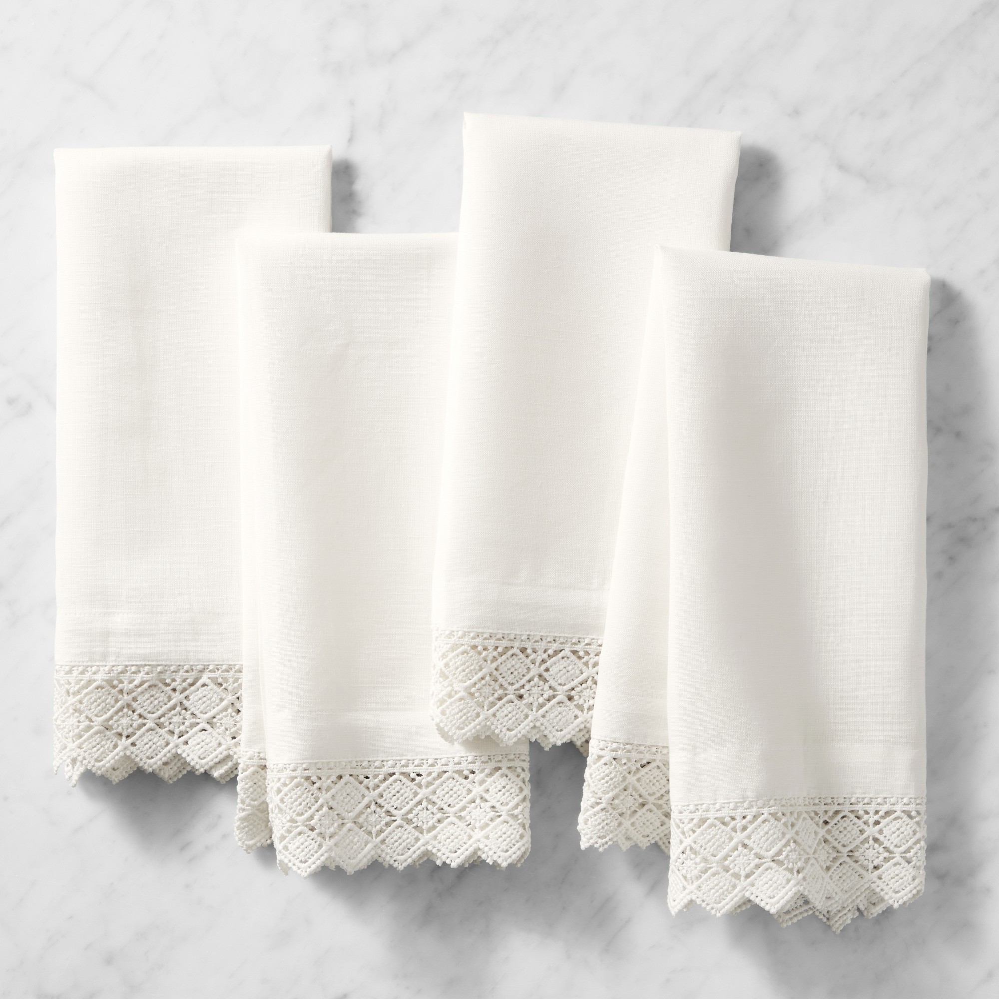 Crotchet Lace Napkins, Set of 4