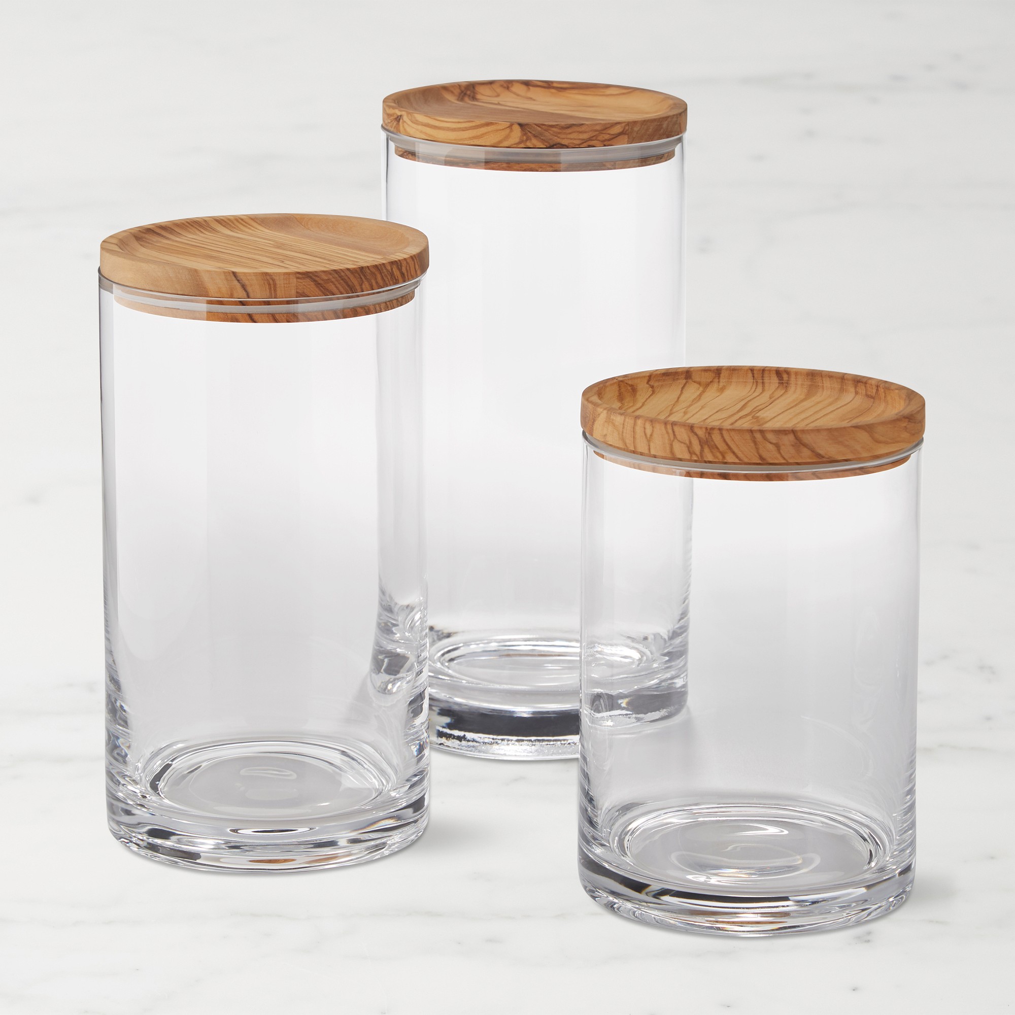 Williams Sonoma Olivewood & Glass Canister