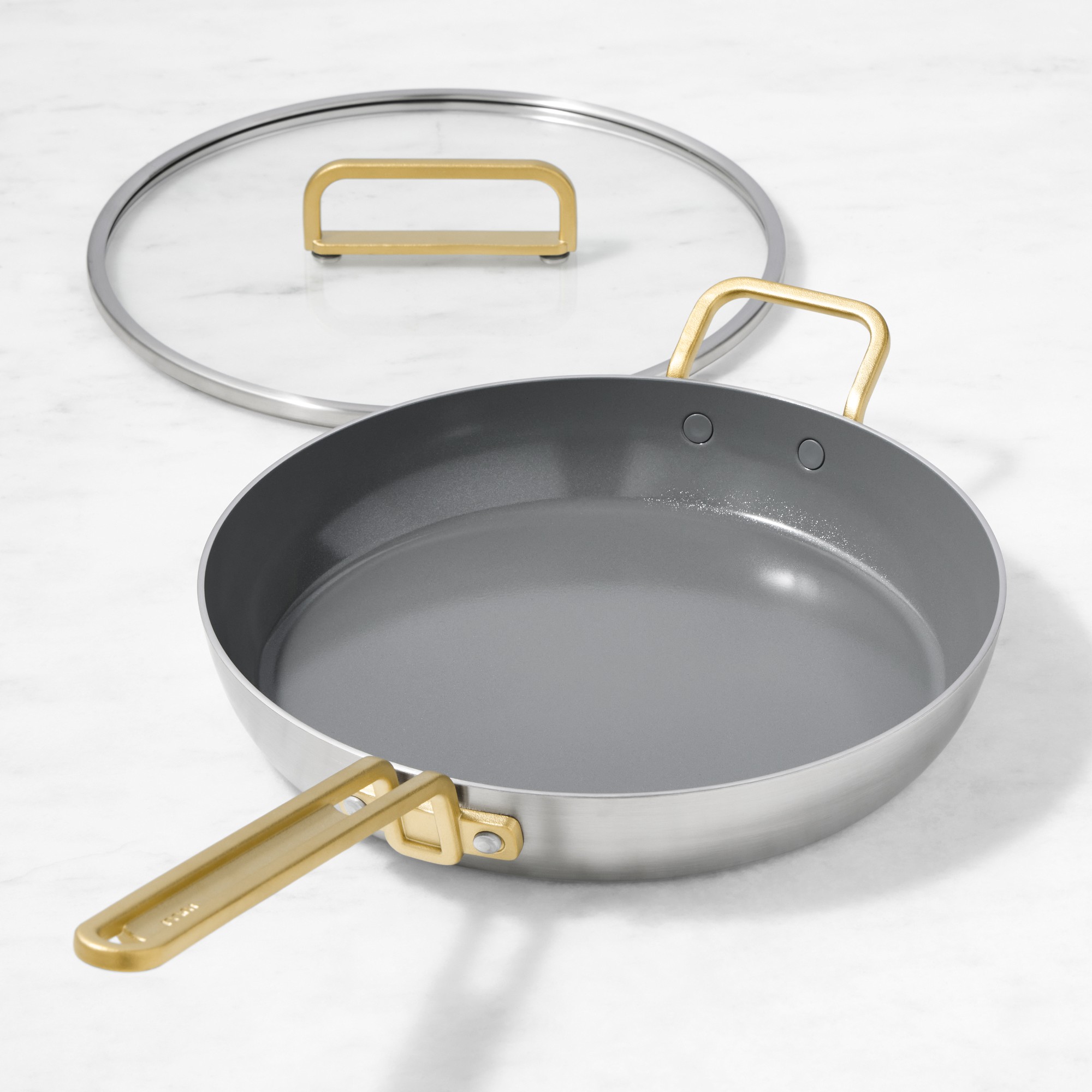 GreenPan™ Stanley Tucci™ Stainless-Steel Ceramic Nonstick Covered Fry Pan, 12