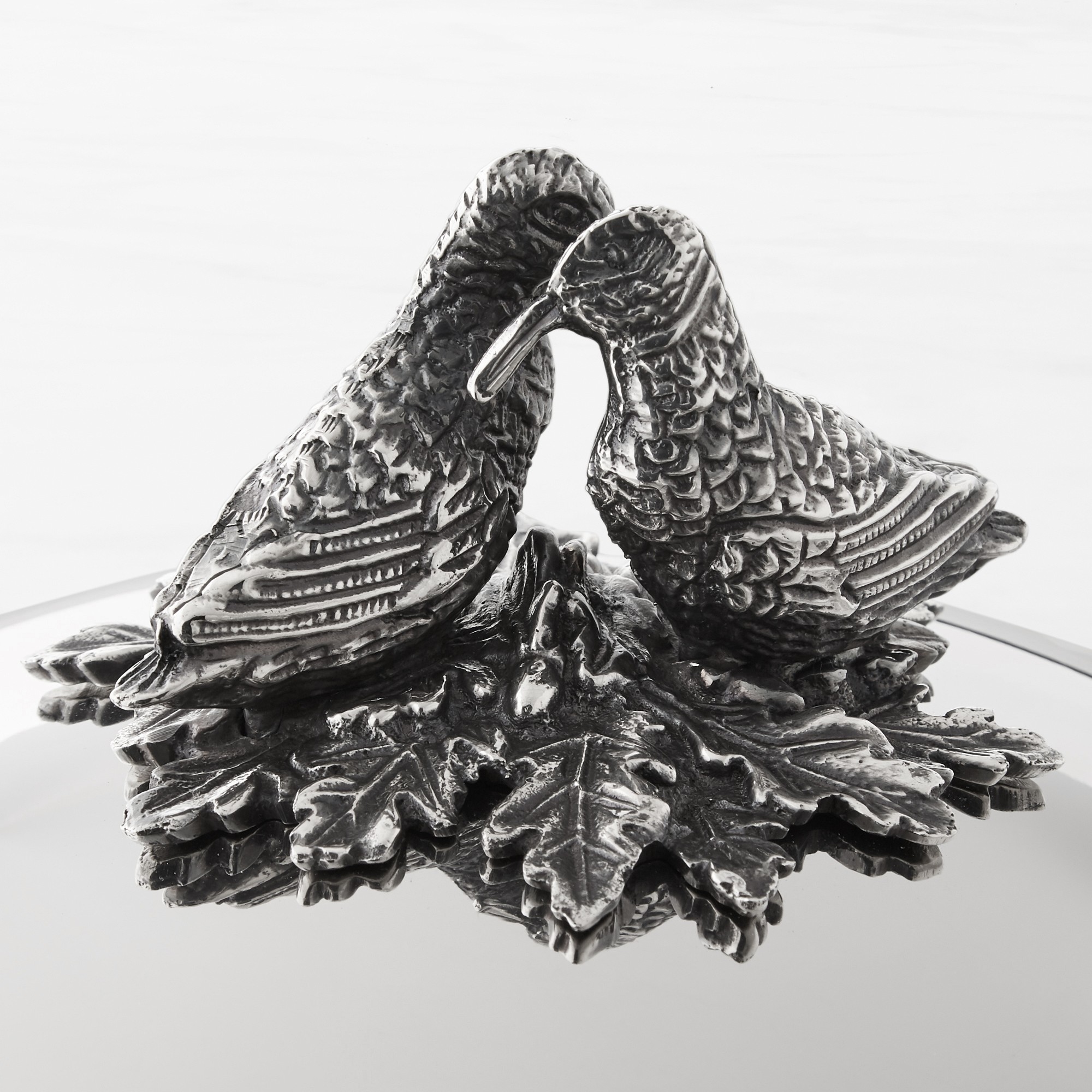 Ruffoni Opus Prima Hammered Stainless- Steel Saucier with Lovebirds Knob, 4-Qt.