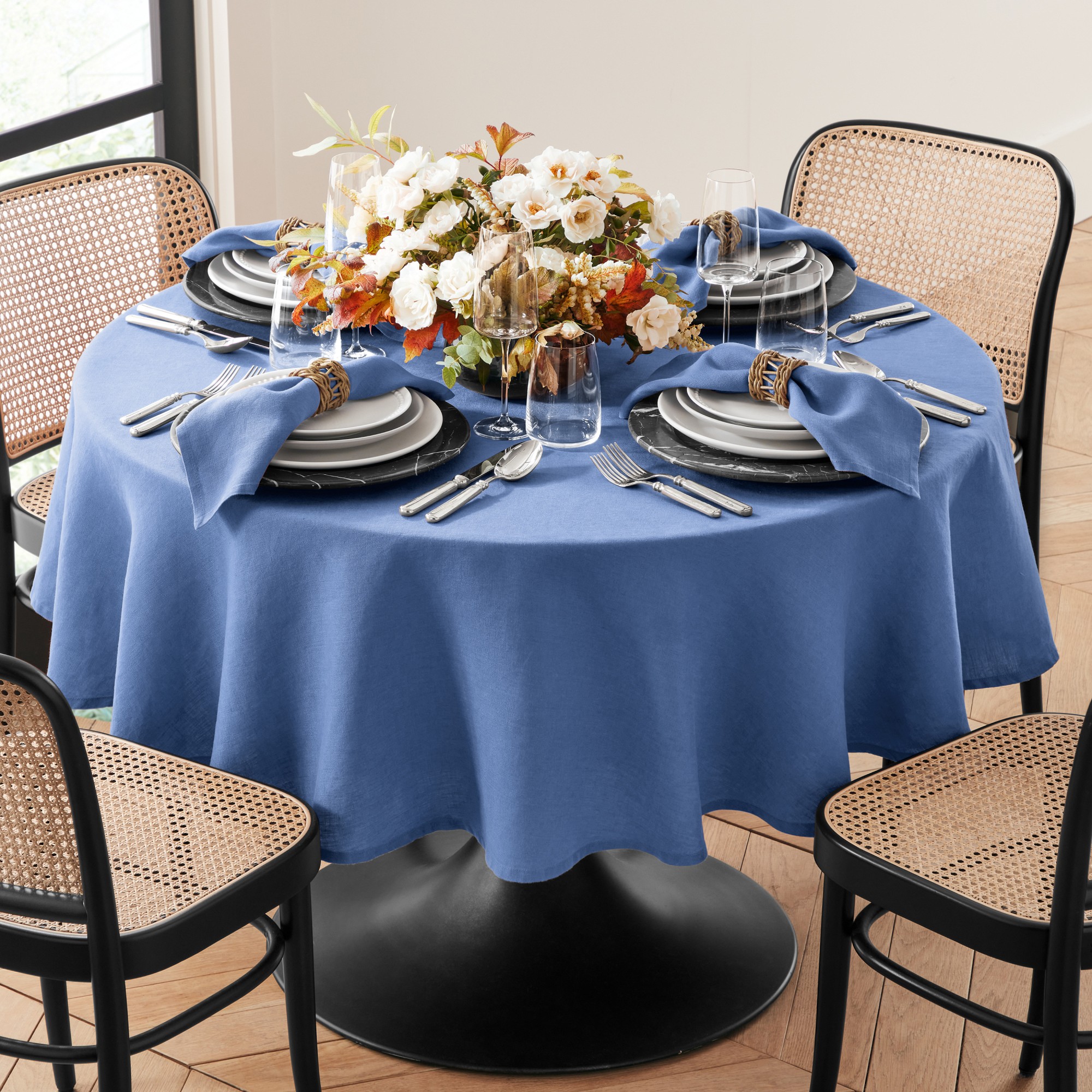 Italian Washed Linen Round Tablecloth
